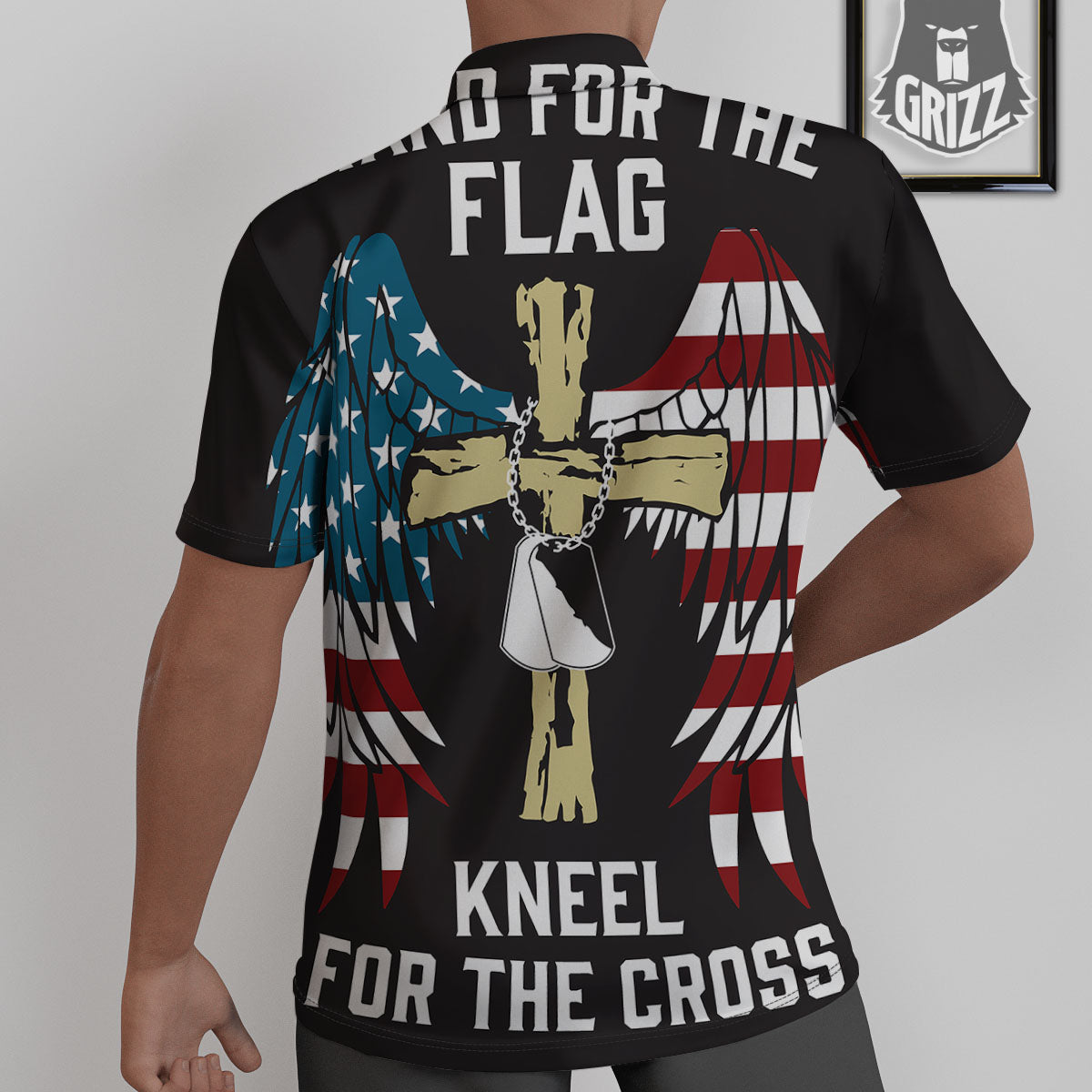 United We Stand American Flag Print Untucked Shirts-grizzshop