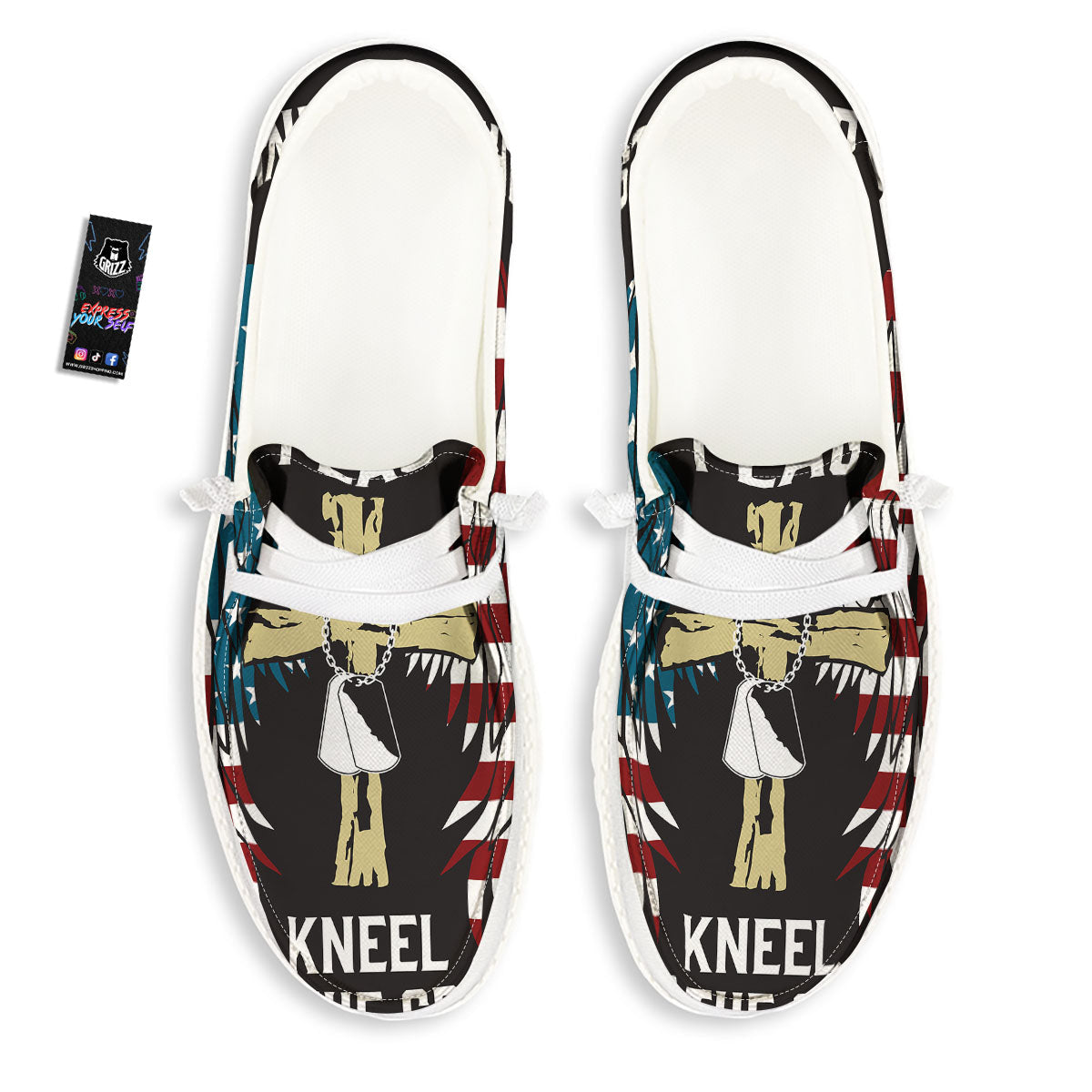 United We Stand American Flag Print White Loafers-grizzshop