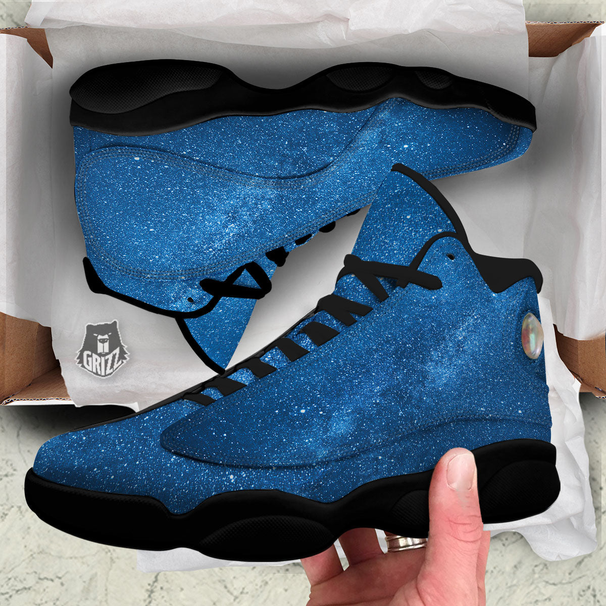 Universe Galaxy Milky Way Print Black Basketball Shoes-grizzshop