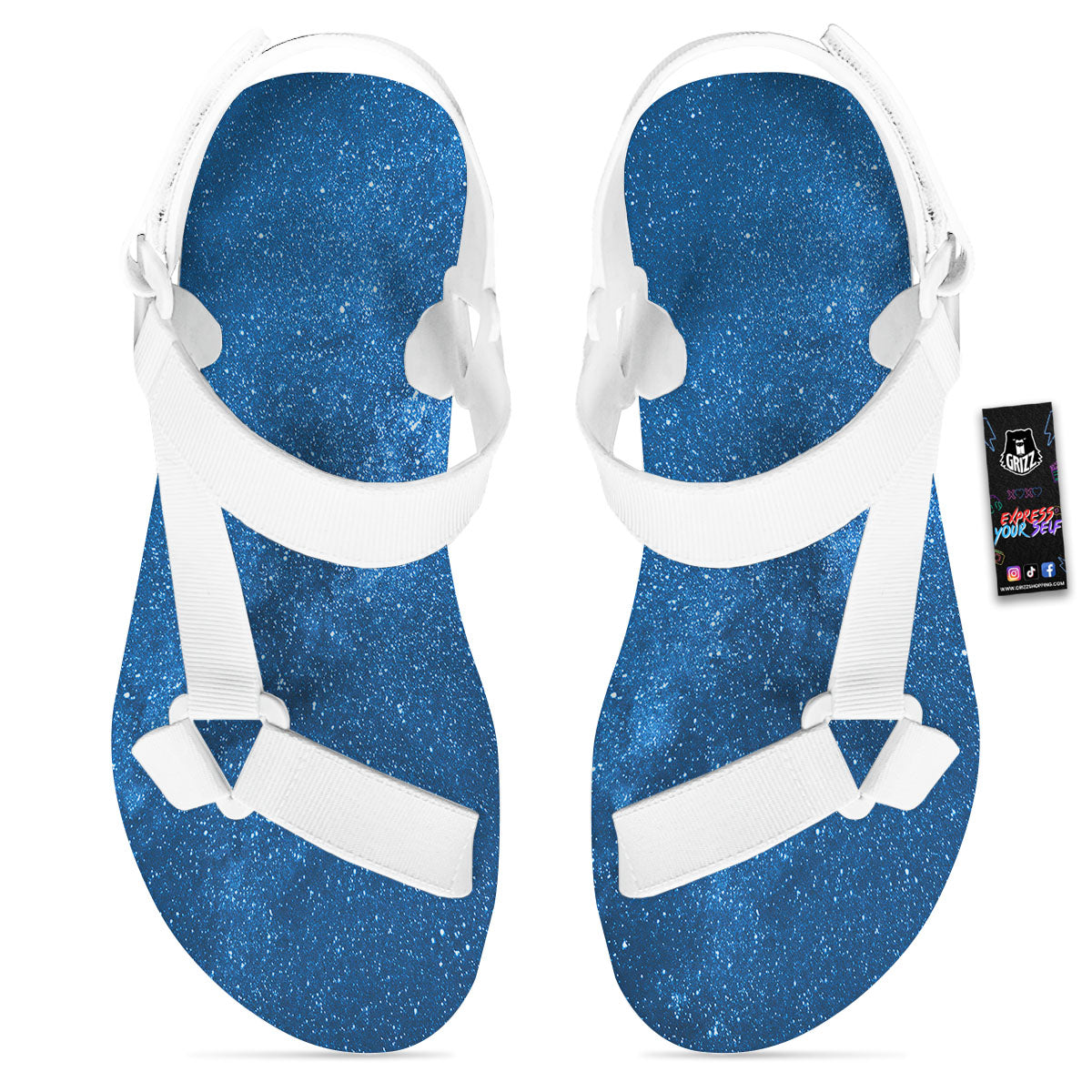 Universe Galaxy Milky Way Print White Open Toe Sandals-grizzshop