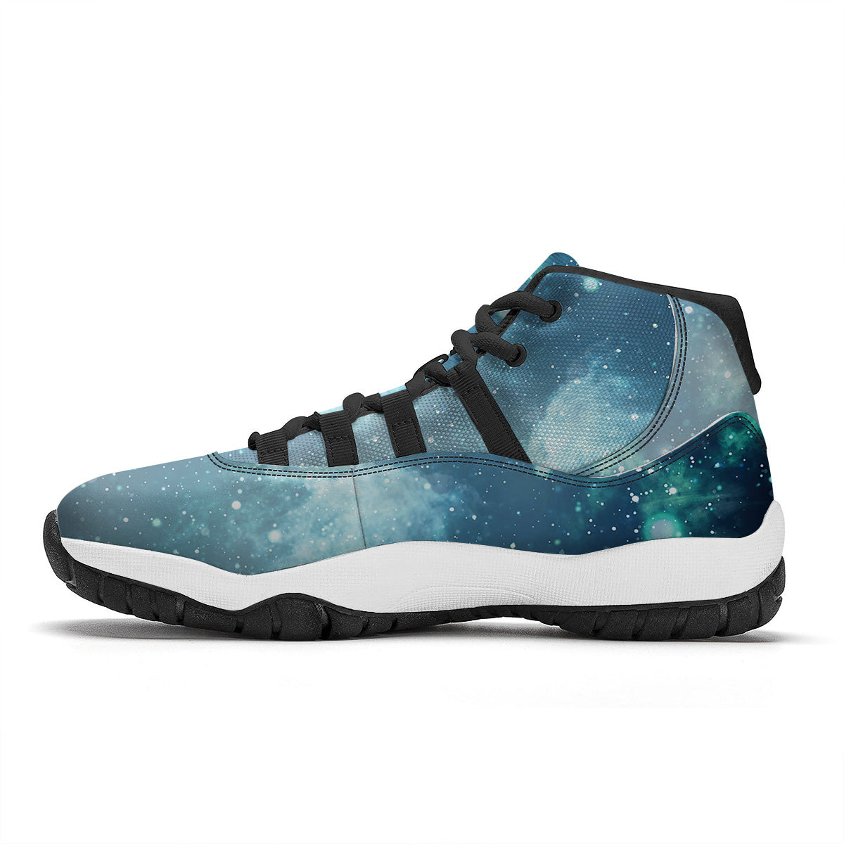 Universe Galaxy Space Blue Sky Print Black Bball Shoes-grizzshop