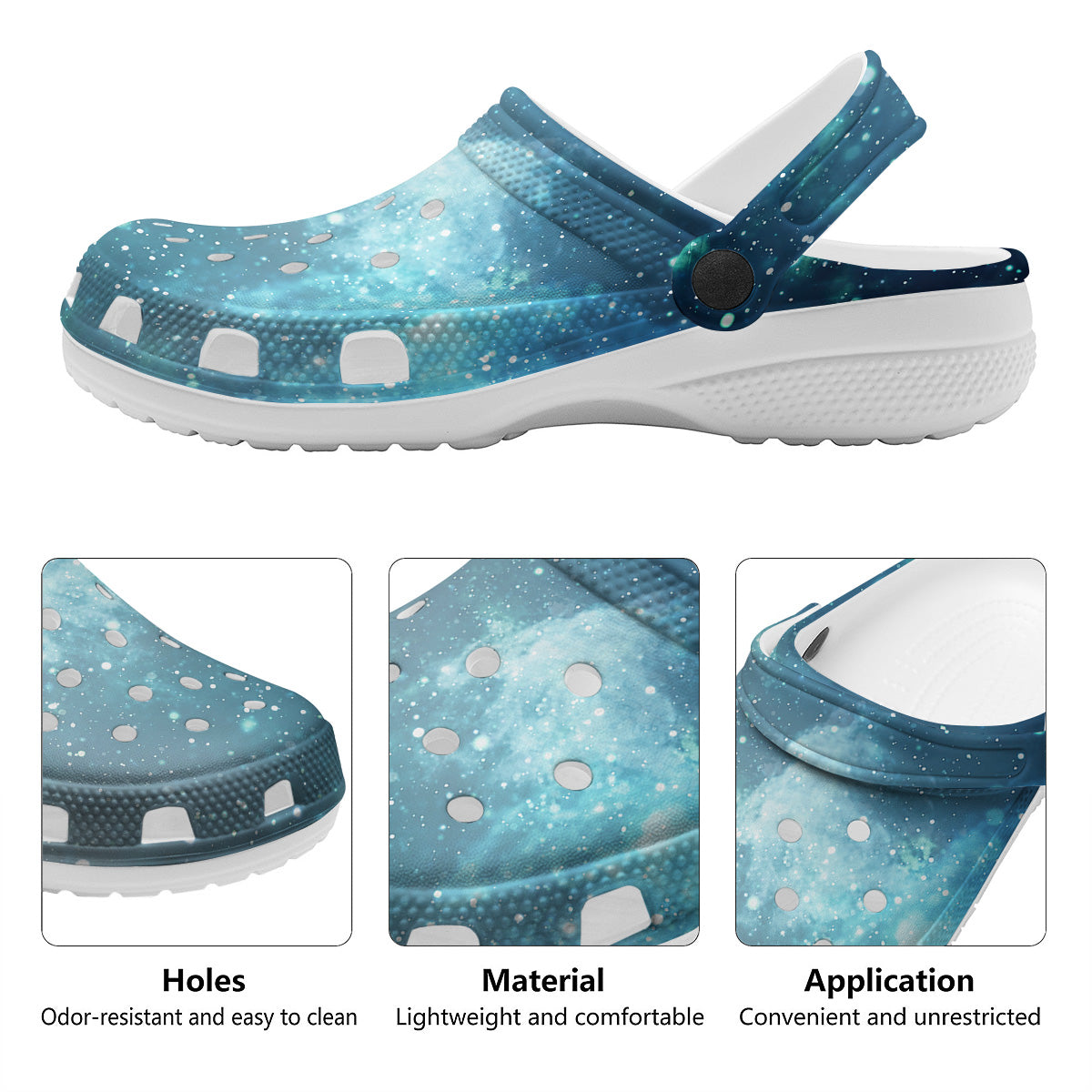 Universe Galaxy Space Blue Sky Print Clog-grizzshop