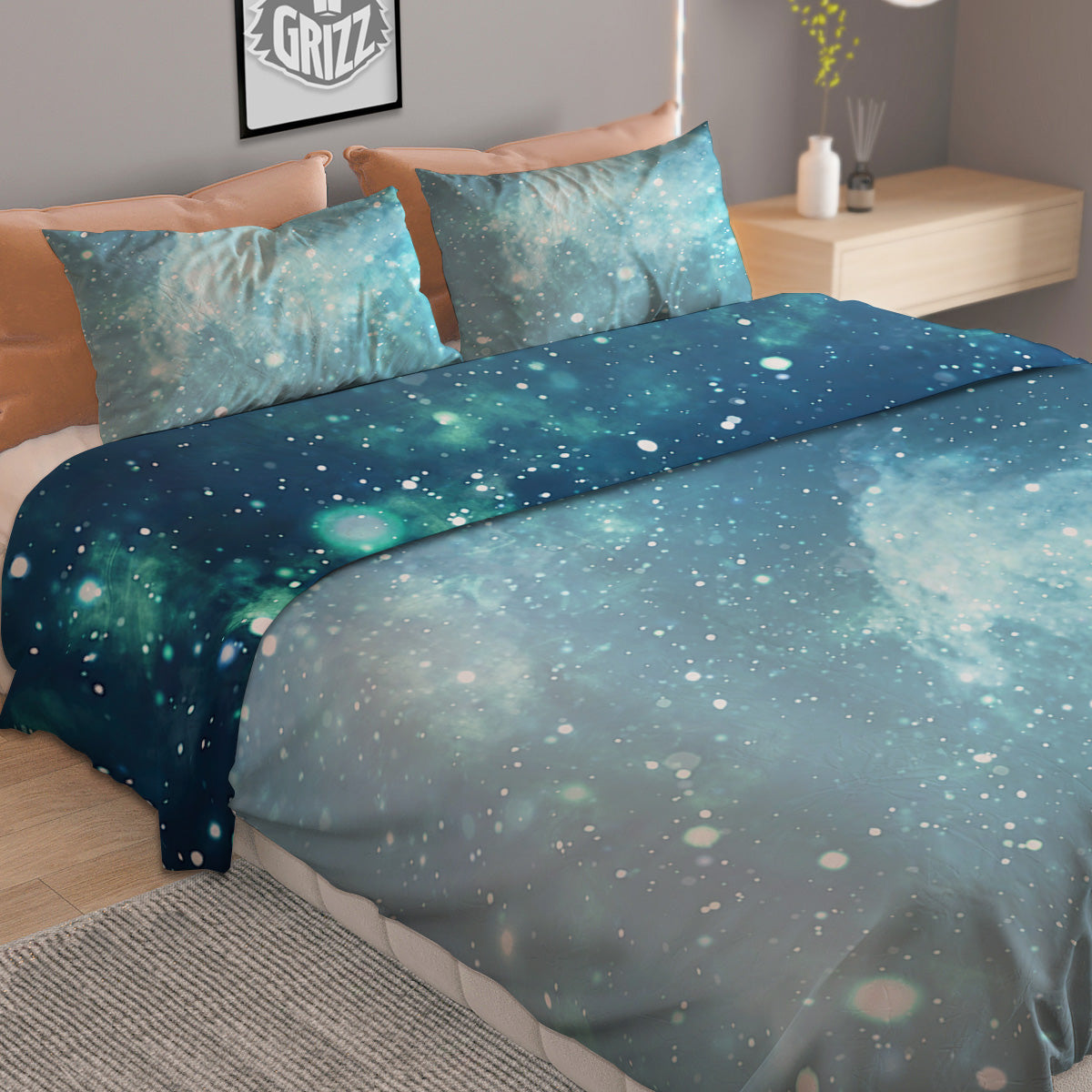 Universe Galaxy Space Blue Sky Print Duvet Cover Bedding Set