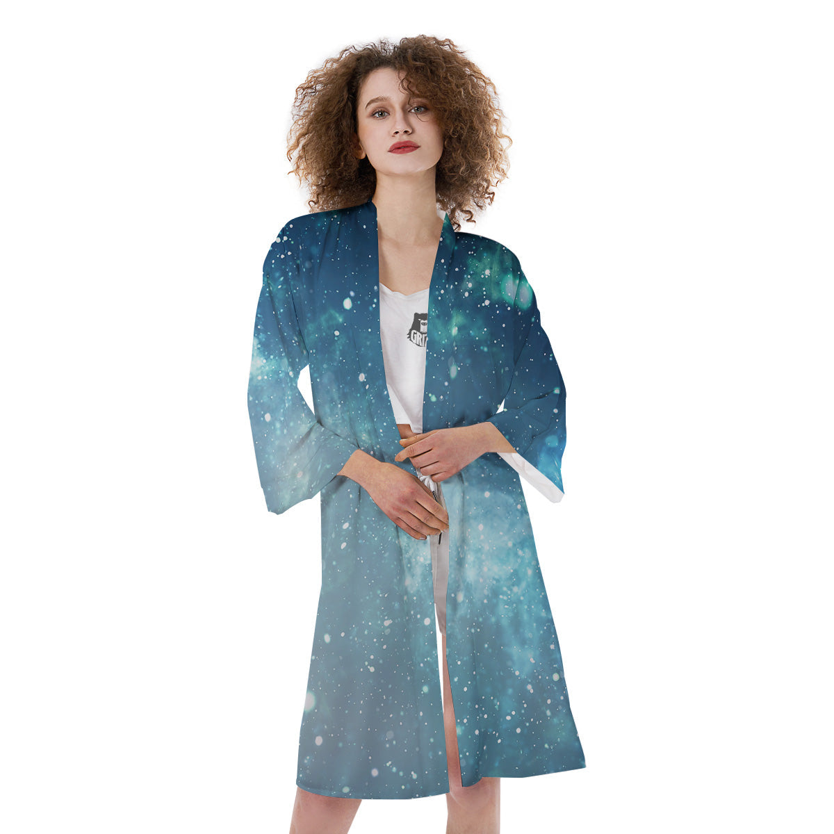 Universe Galaxy Space Blue Sky Print Kimono-grizzshop