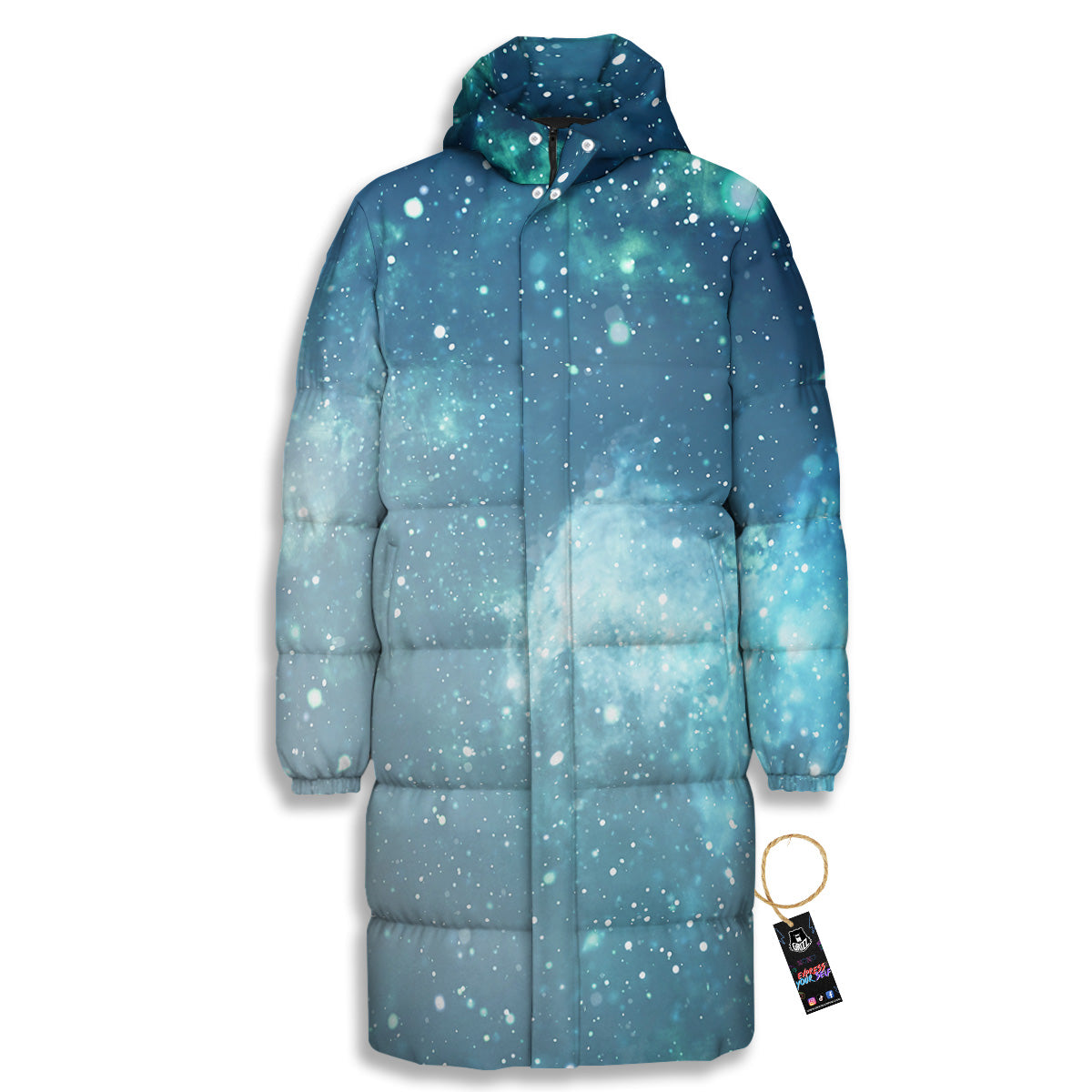 Universe Galaxy Space Blue Sky Print Long Down Jacket