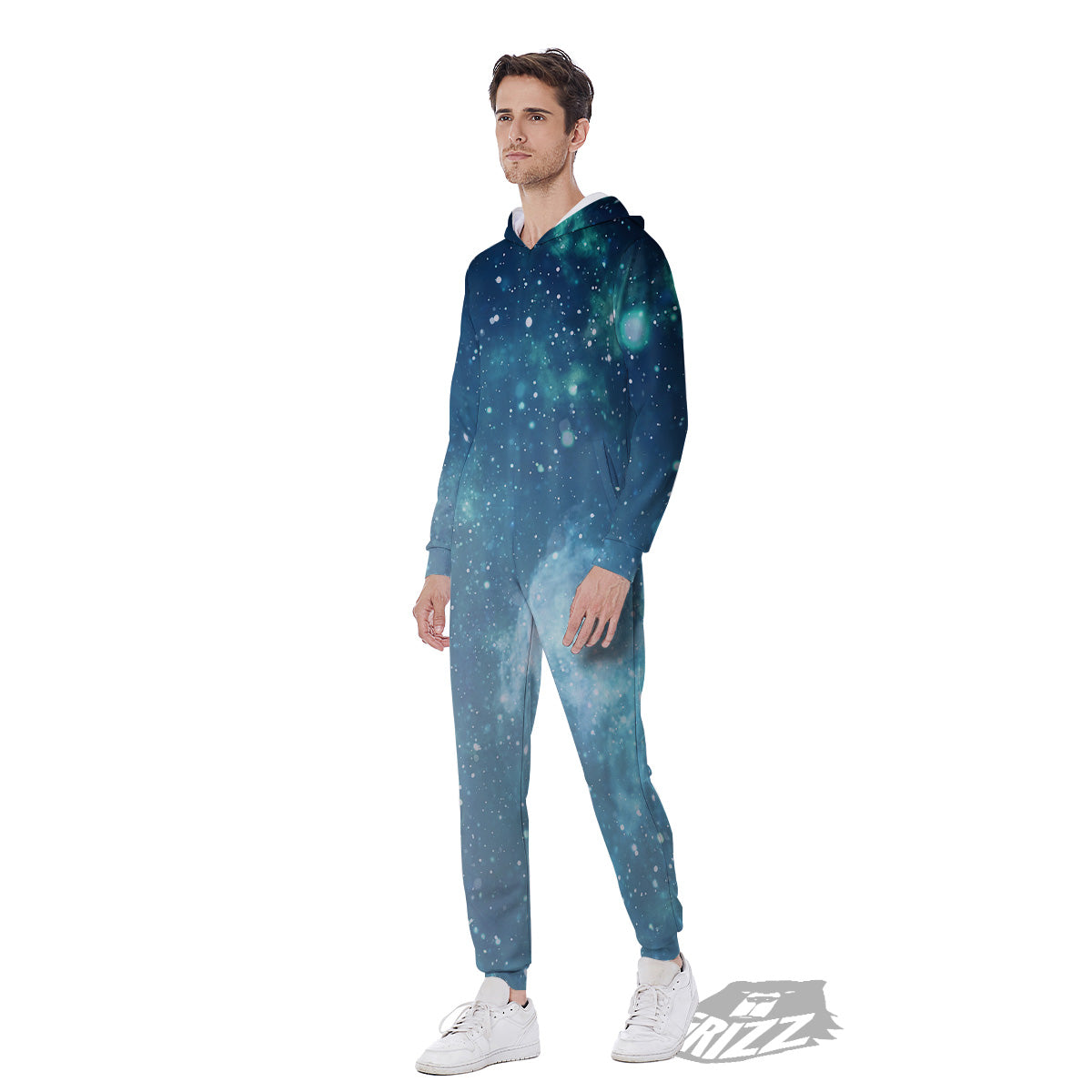 Universe Galaxy Space Blue Sky Print Men's Jumpsuit-grizzshop