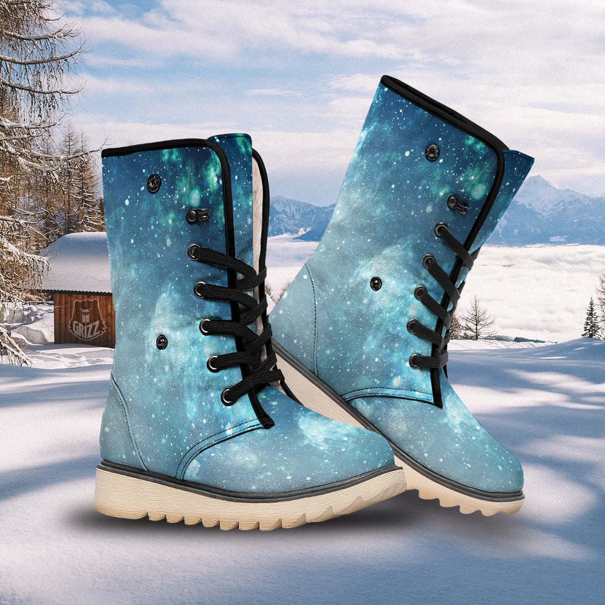 Universe Galaxy Space Blue Sky Print Snow Boots-grizzshop