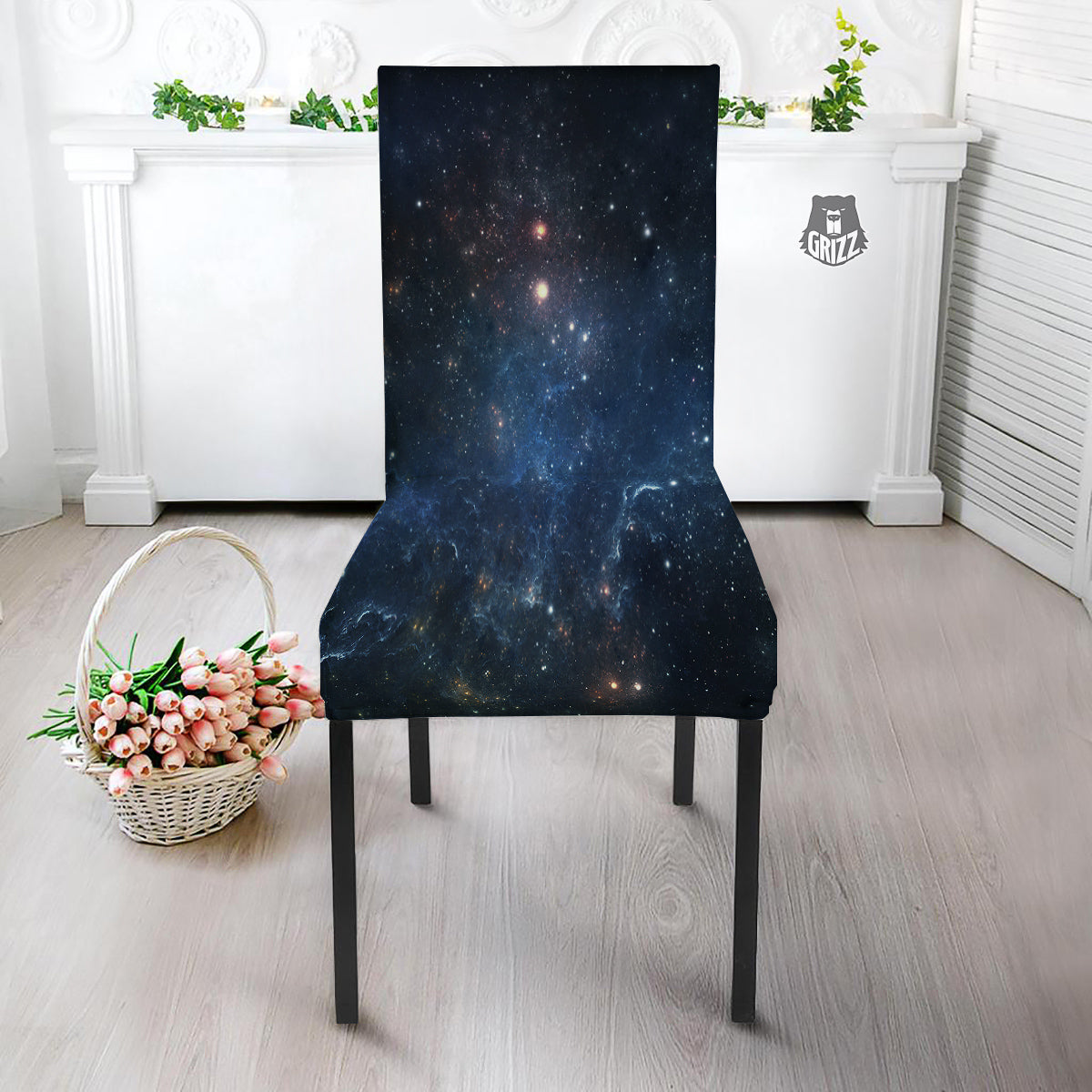 Universe Galaxy Space Dark Nebula Print Dining Chair Slipcover-grizzshop