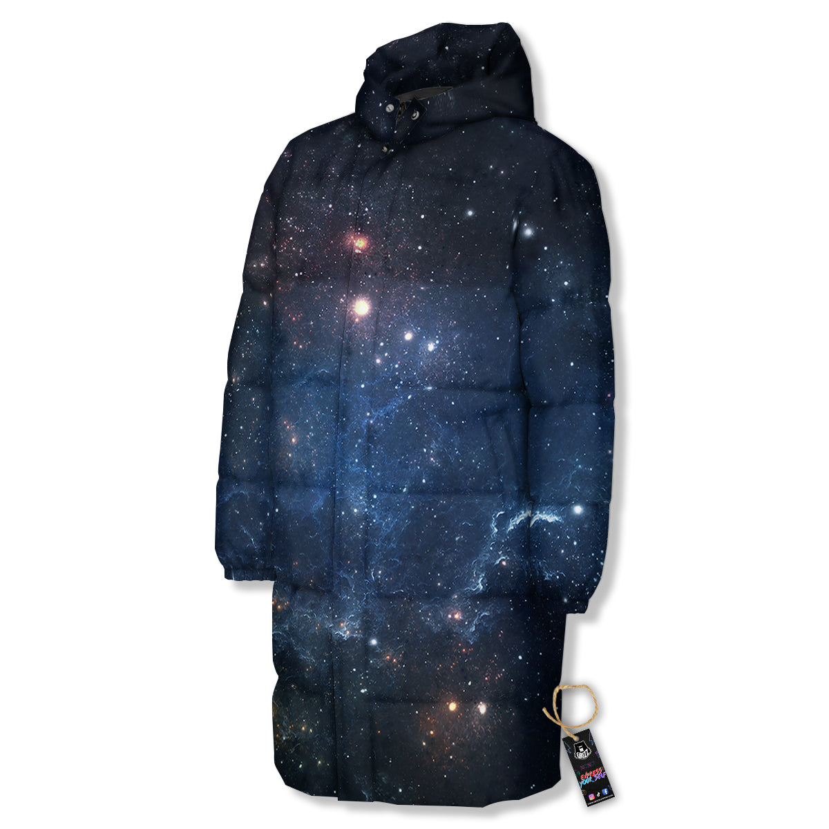 Universe Galaxy Space Dark Nebula Print Long Down Jacket