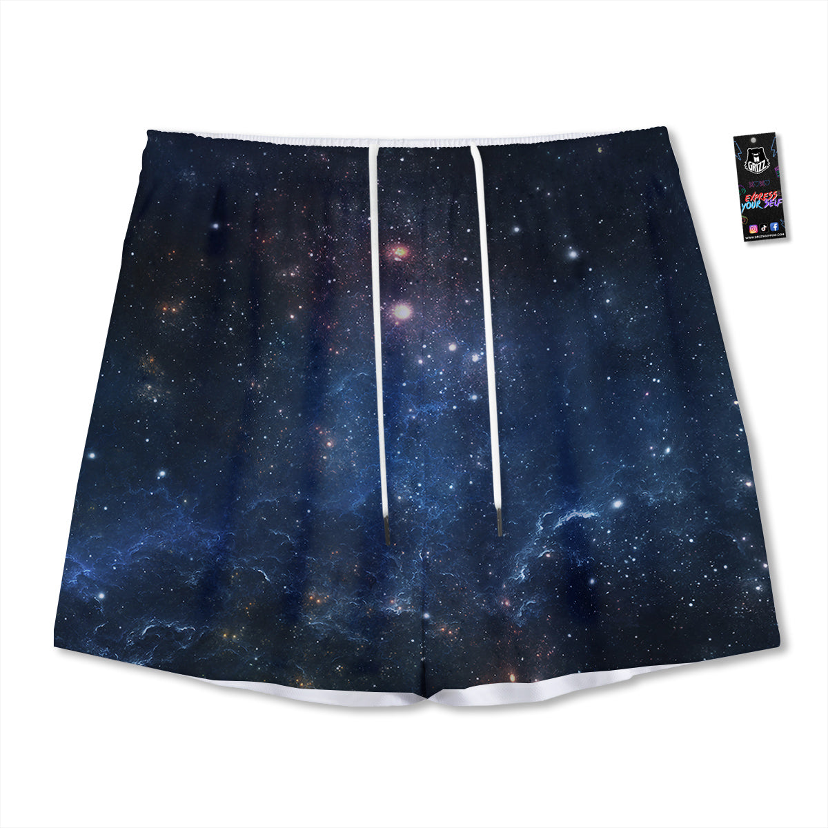 Universe Galaxy Space Dark Nebula Print Mesh Shorts