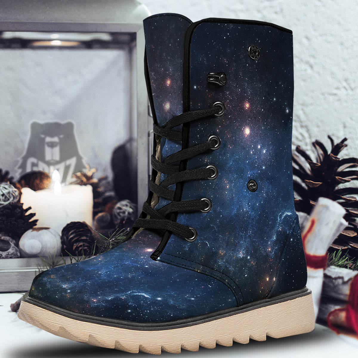 Universe Galaxy Space Dark Nebula Print Snow Boots-grizzshop