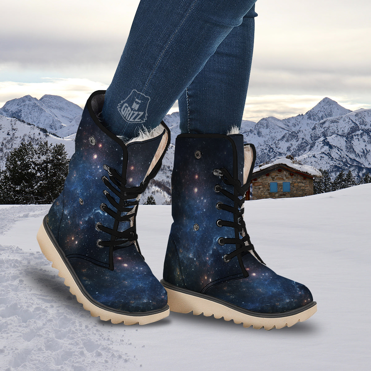 Universe Galaxy Space Dark Nebula Print Snow Boots-grizzshop