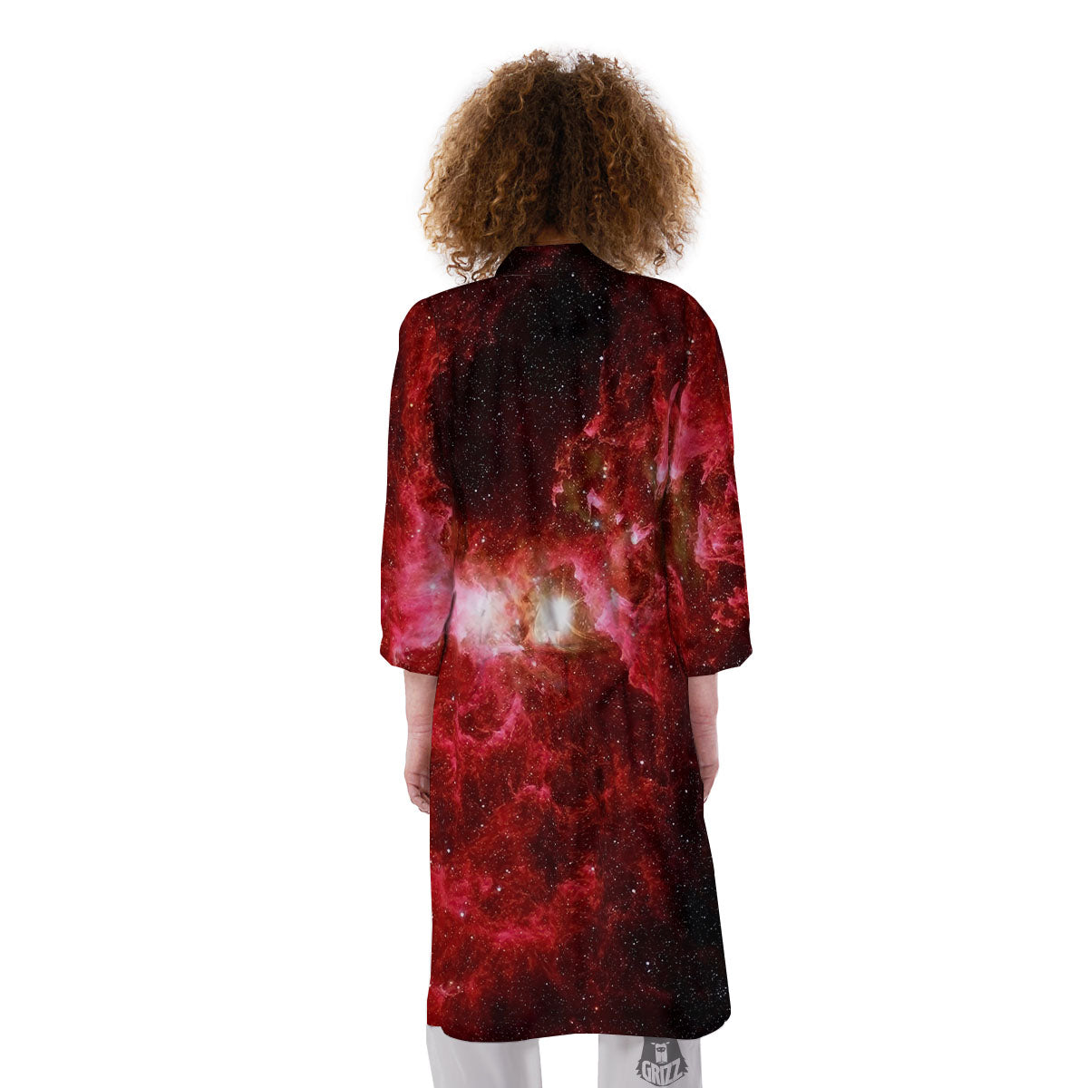 Universe Galaxy Space Red Stardust Print Kimono-grizzshop