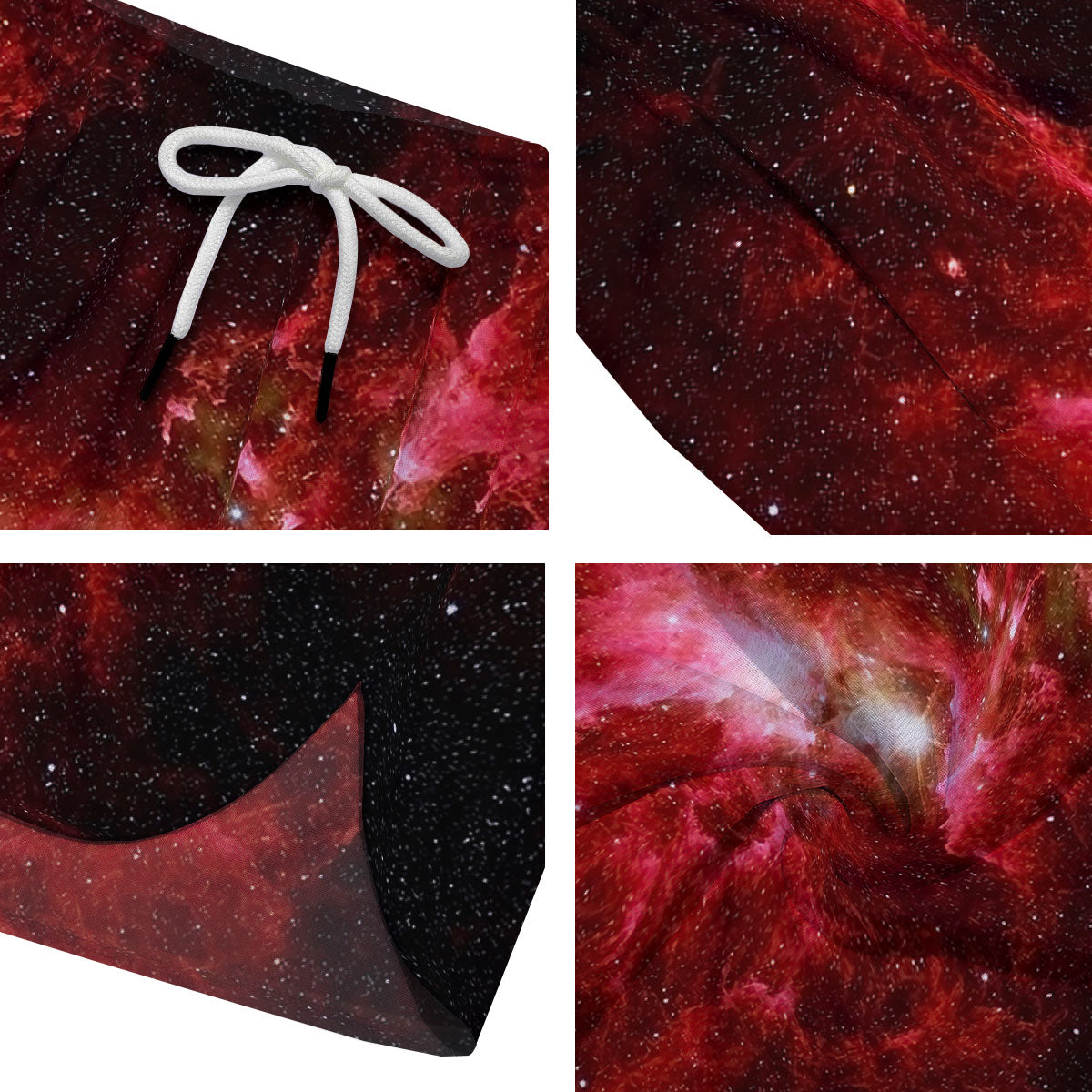 Universe Galaxy Space Red Stardust Print Men's Running Shorts-grizzshop