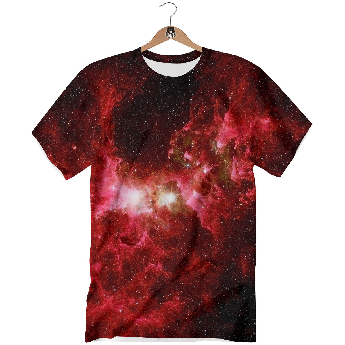 Universe Galaxy Space Red Stardust Print T-Shirt-grizzshop