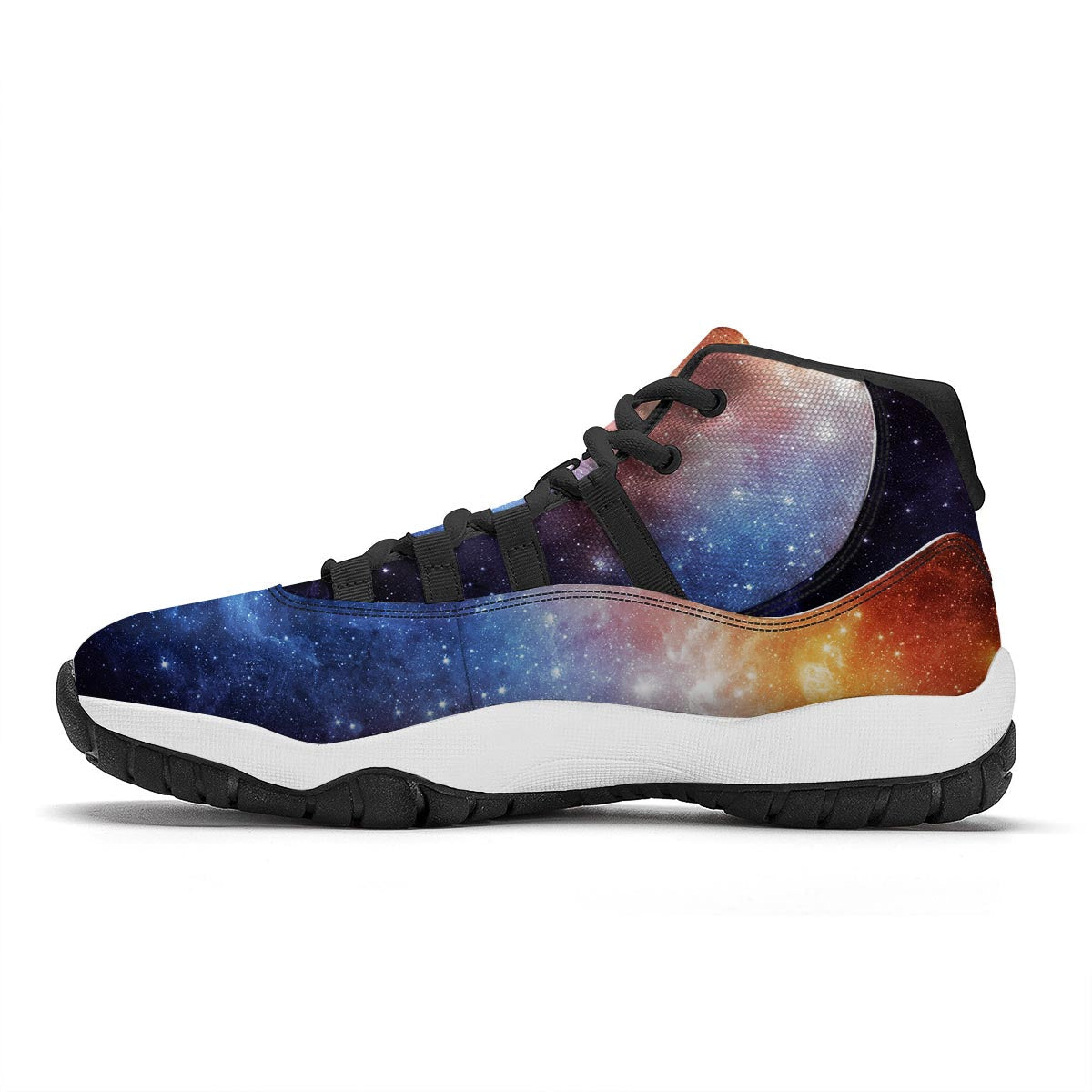Universe Galaxy Space Teal Orange Print Black Bball Shoes-grizzshop