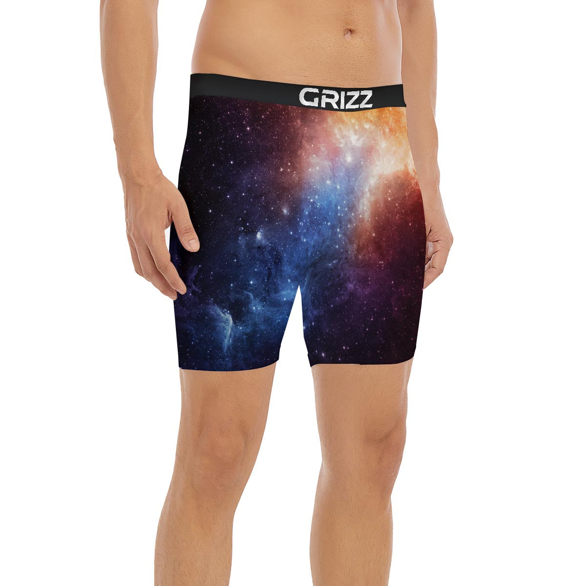 Universe Galaxy Space Teal Orange Print Boxer Briefs-grizzshop