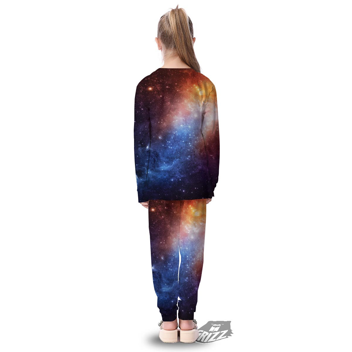Universe Galaxy Space Teal Orange Print Kid's Pajamas-grizzshop