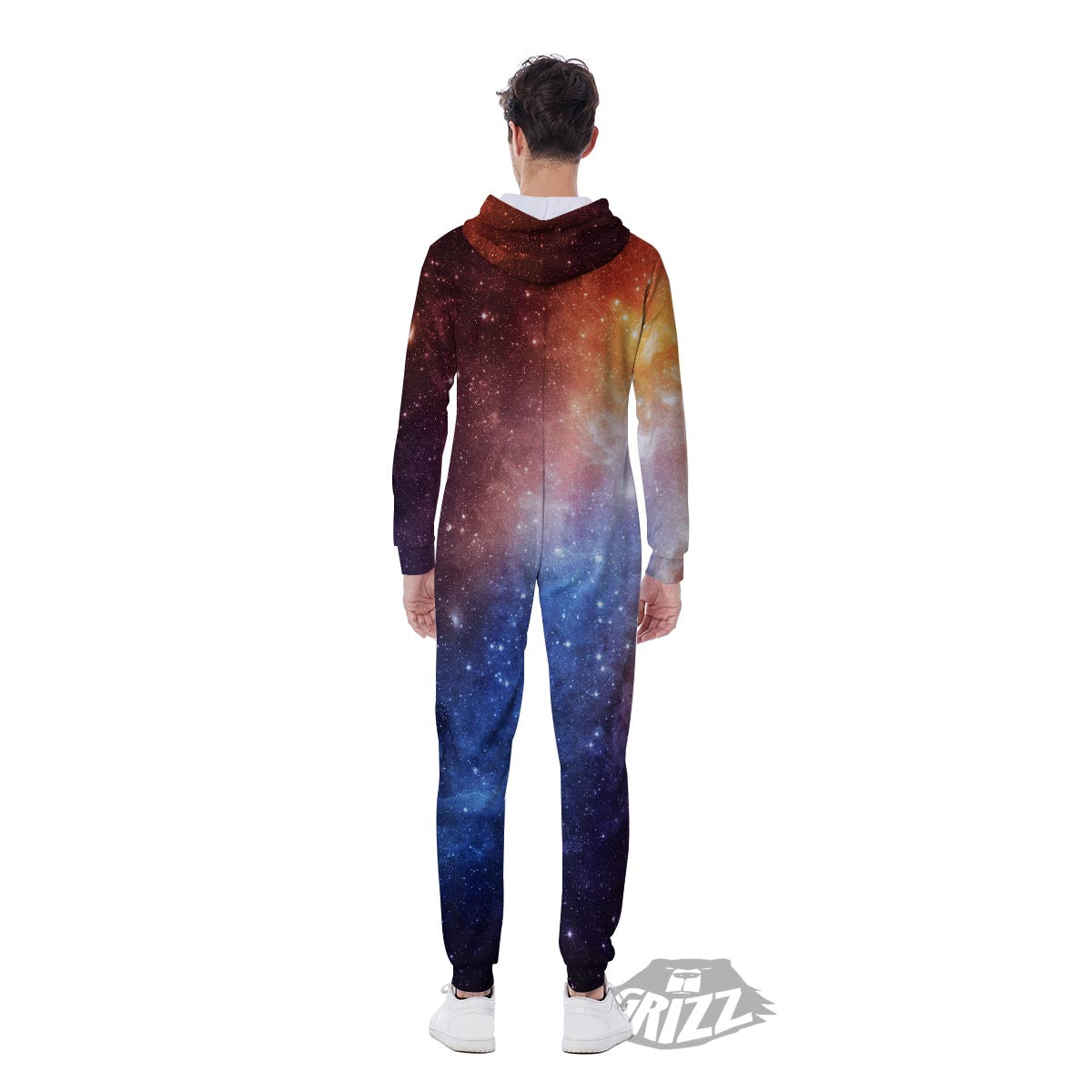 Universe Galaxy Space Teal Orange Print Men's Jumpsuit-grizzshop