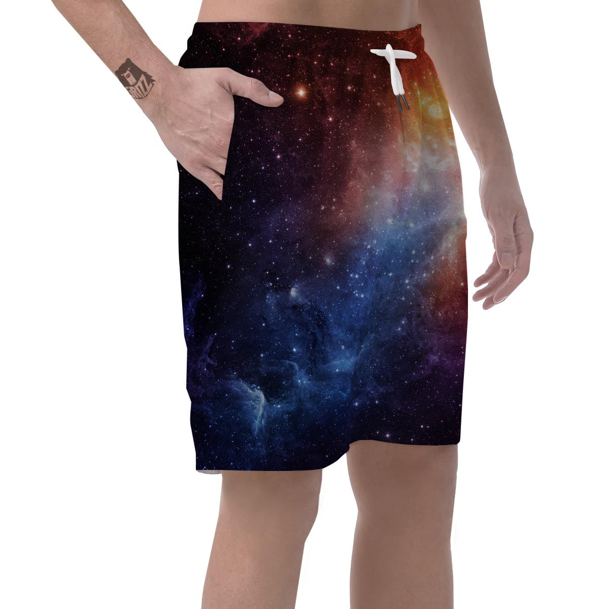 Universe Galaxy Space Teal Orange Print Men's Shorts-grizzshop