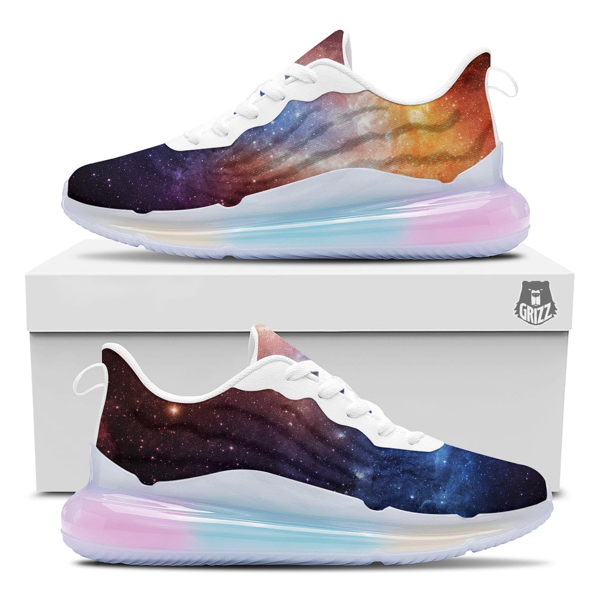 Universe Galaxy Space Teal Orange Print Running Sneakers-grizzshop
