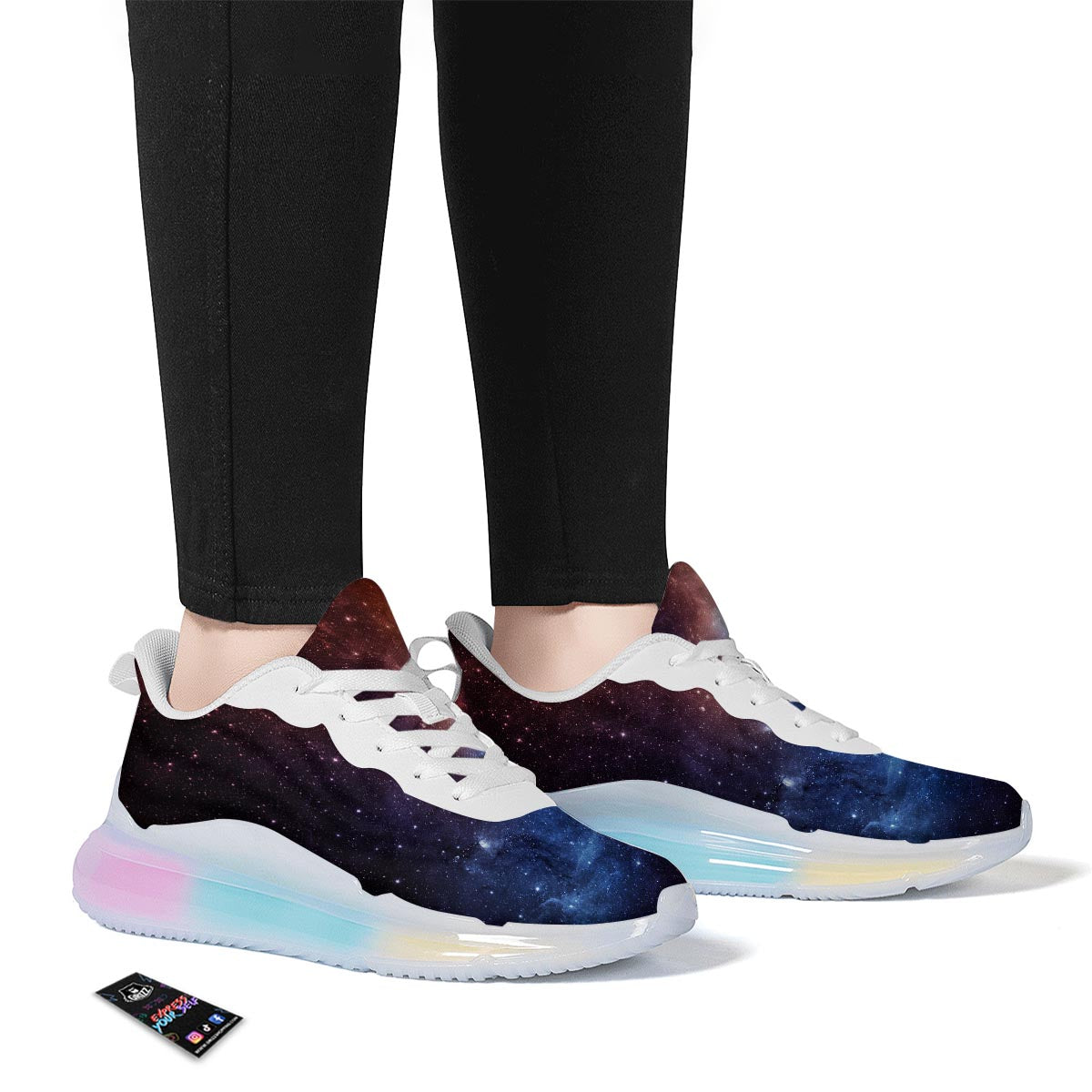 Universe Galaxy Space Teal Orange Print Running Sneakers-grizzshop