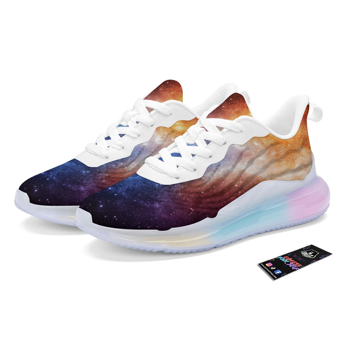 Universe Galaxy Space Teal Orange Print Running Sneakers-grizzshop