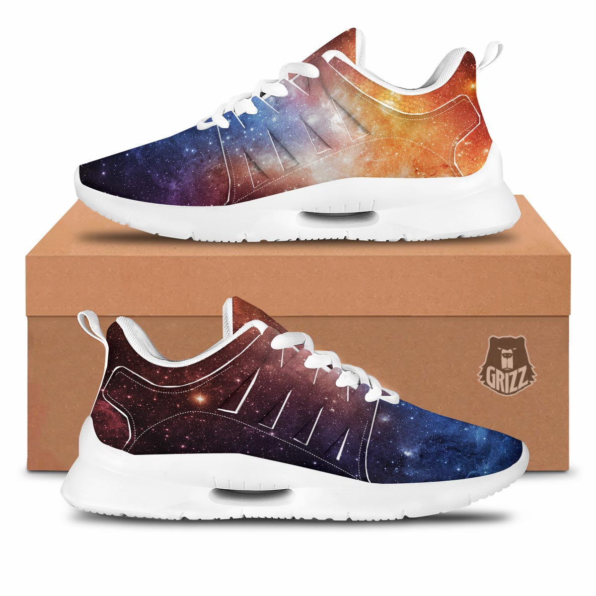 Universe Galaxy Space Teal Orange Print Tennis Shoes-grizzshop