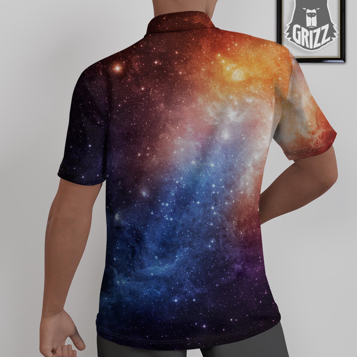 Universe Galaxy Space Teal Orange Print Untucked Shirts-grizzshop