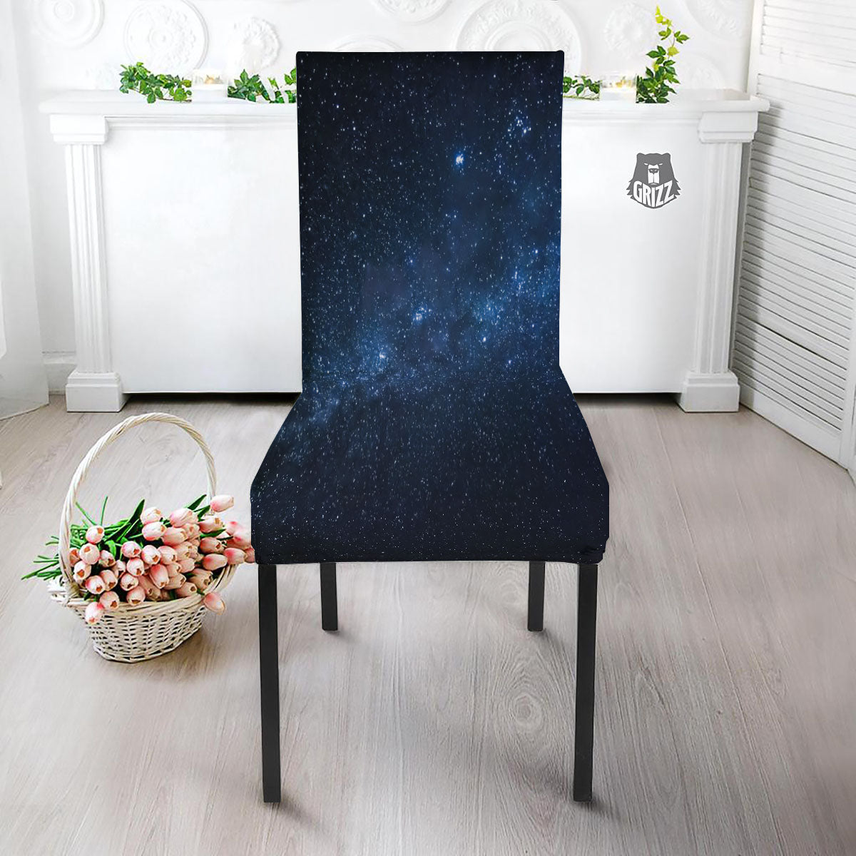 Universe Milky Way Print Dining Chair Slipcover-grizzshop