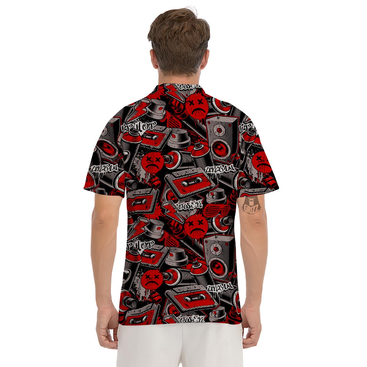 Urban Graffiti HipHop Print Men's Golf Shirts-grizzshop