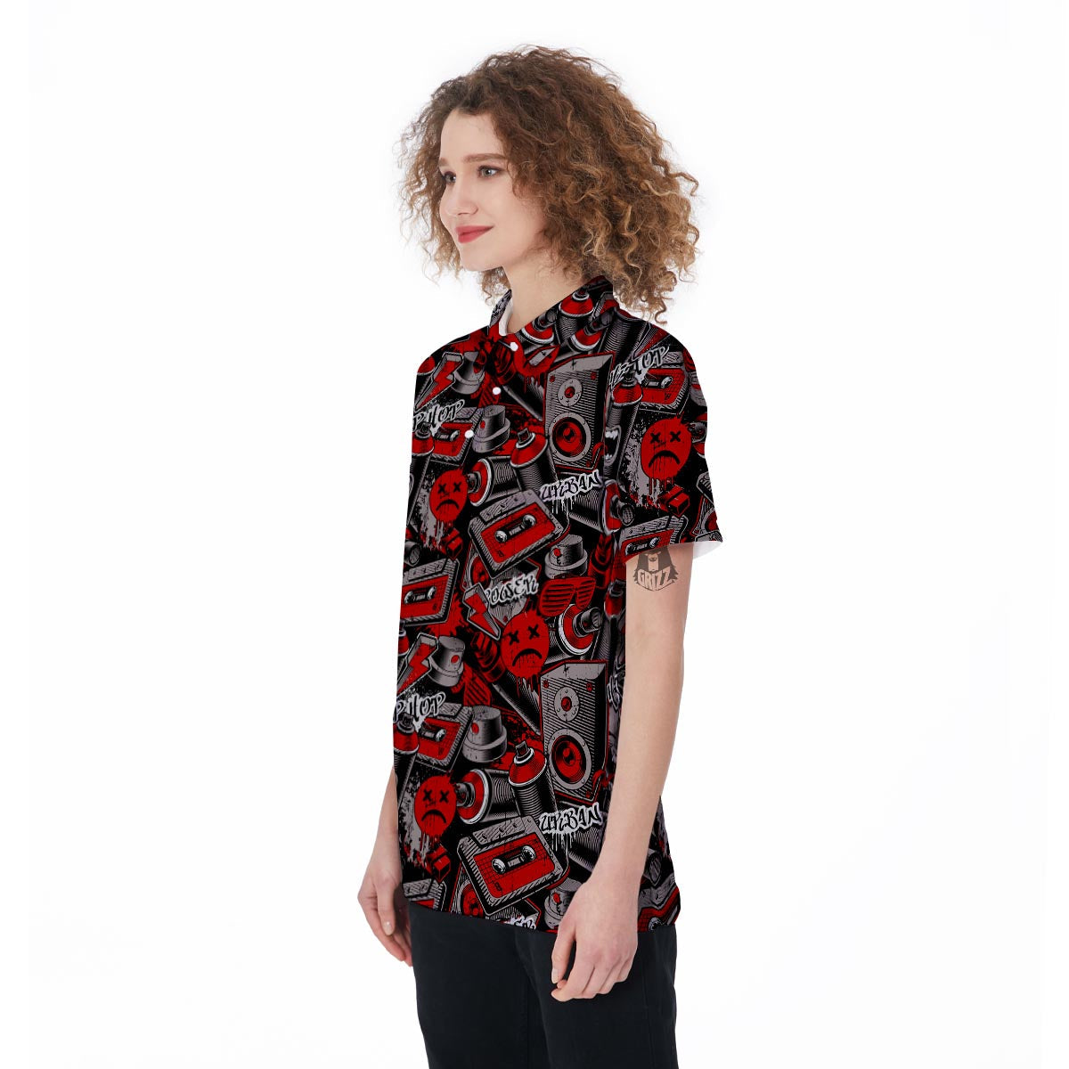 Urban Graffiti HipHop Print Women's Golf Shirts-grizzshop