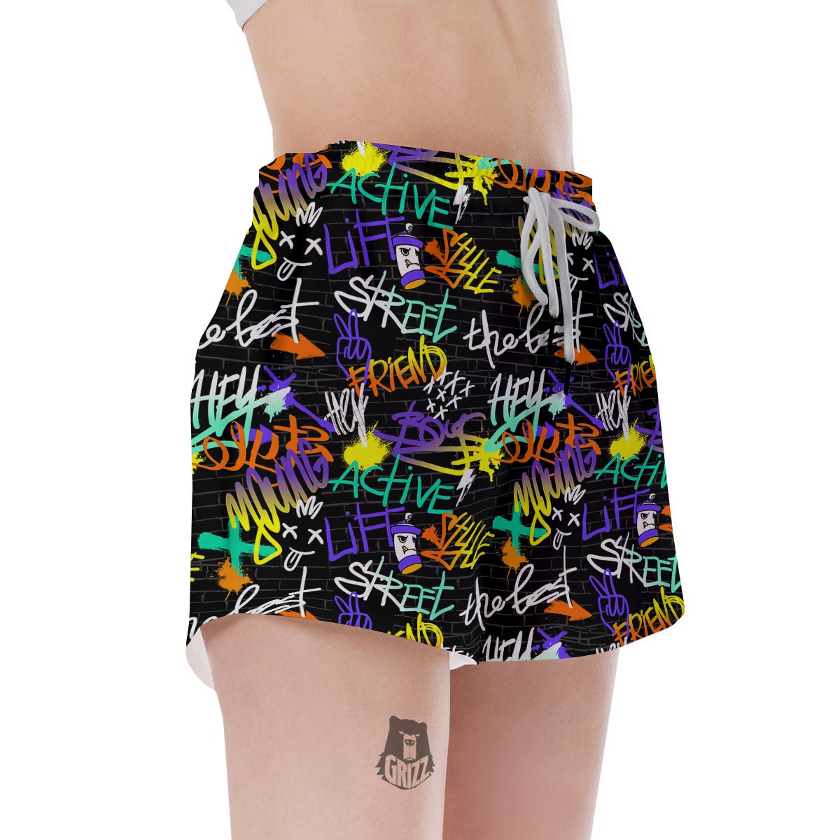 Urban Graffiti Print Women's Shorts-grizzshop