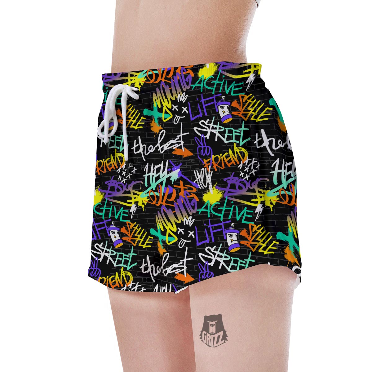 Urban Graffiti Print Women's Shorts-grizzshop