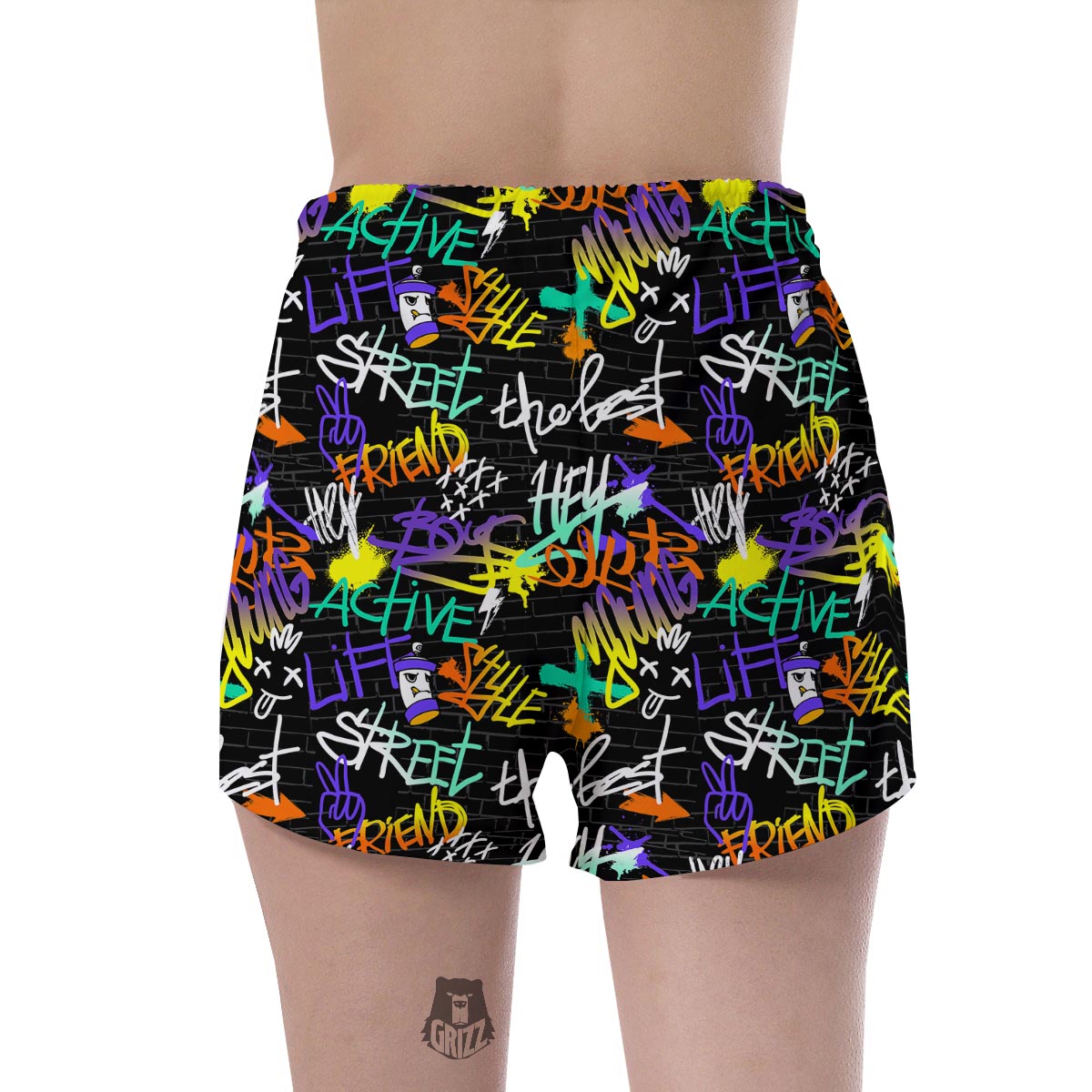 Urban Graffiti Print Women's Shorts-grizzshop