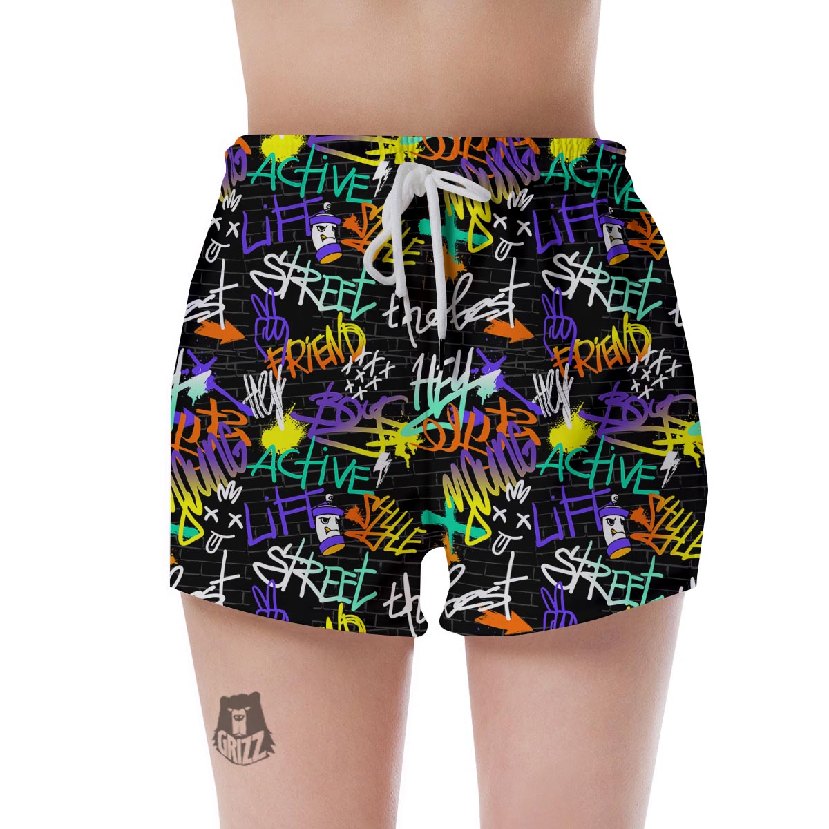 Urban Graffiti Print Women's Shorts-grizzshop