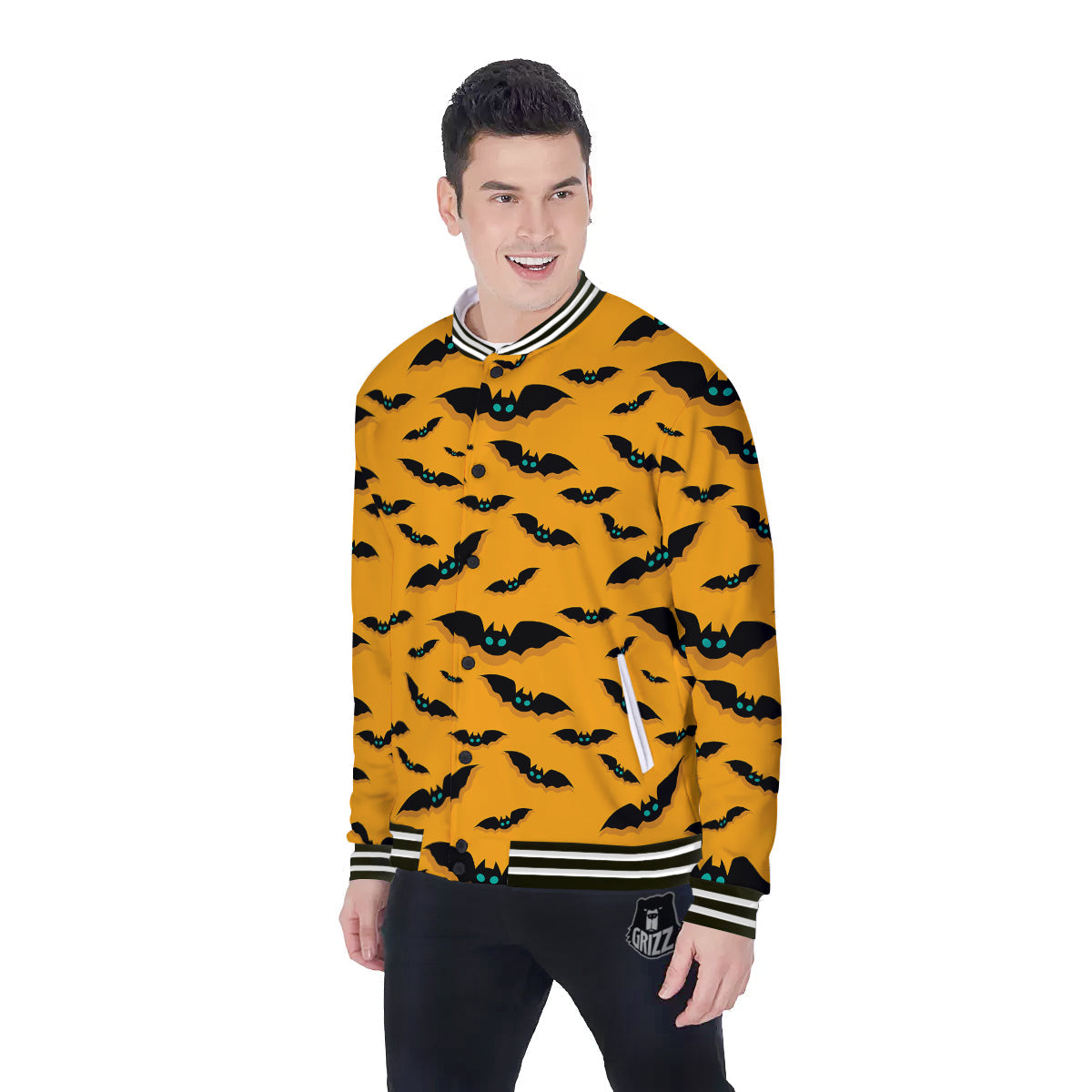 Vampire Bat Halloween Print Pattern Baseball Jacket-grizzshop