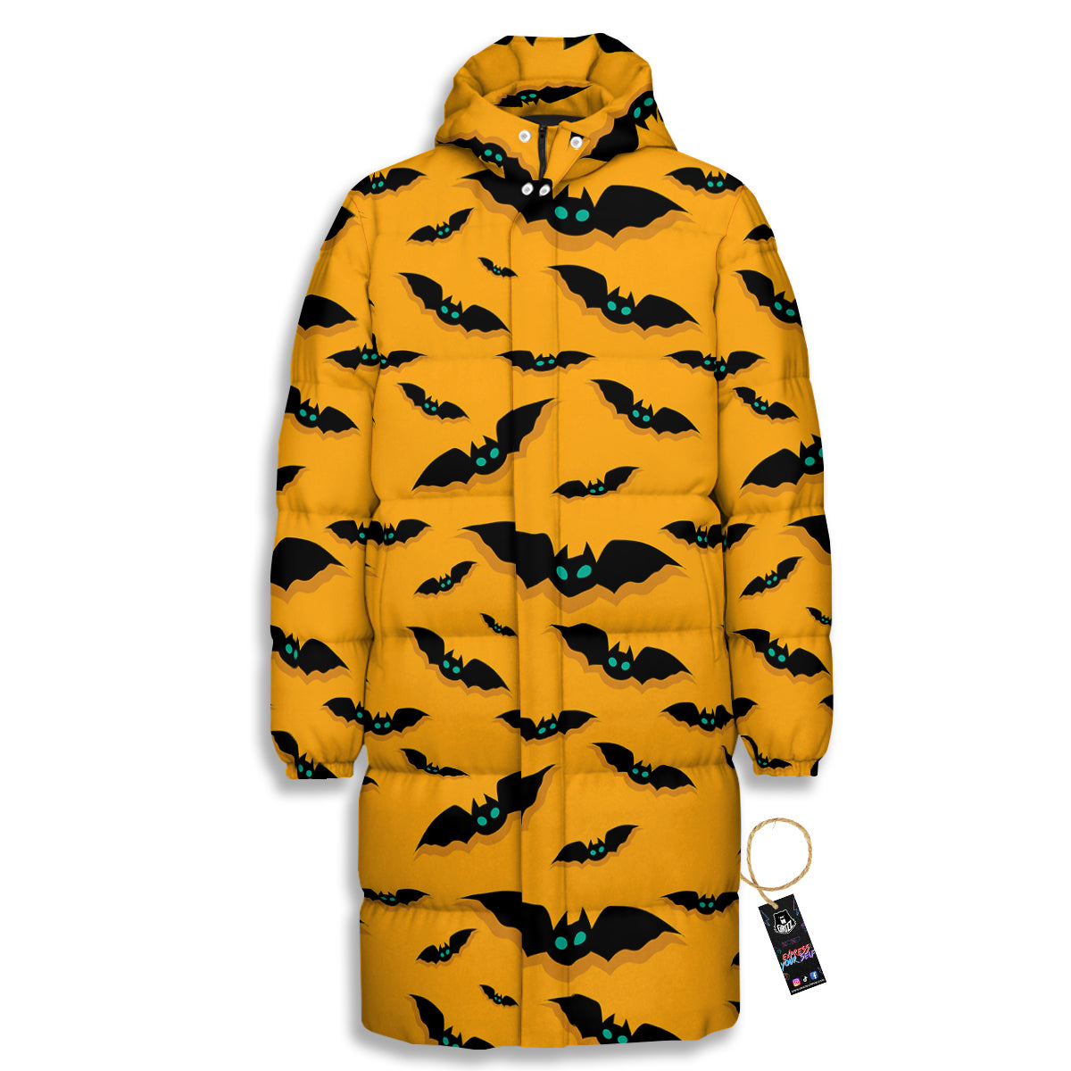 Vampire Bat Halloween Print Pattern Long Down Jacket-grizzshop