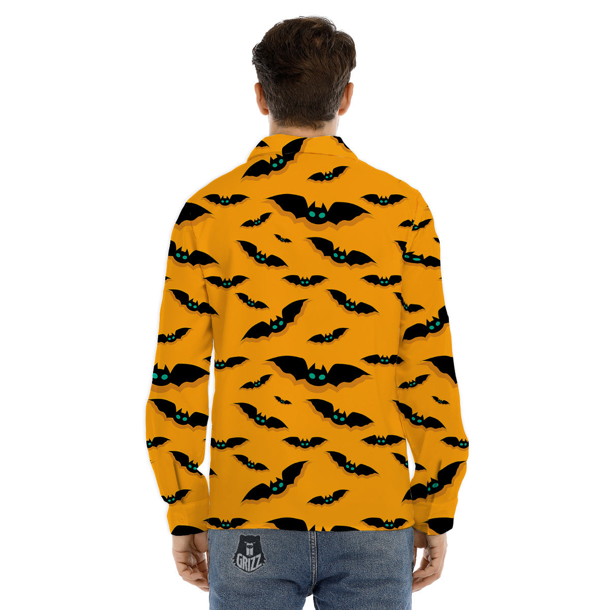 Vampire Bat Halloween Print Pattern Men's Dress Shirts-grizzshop