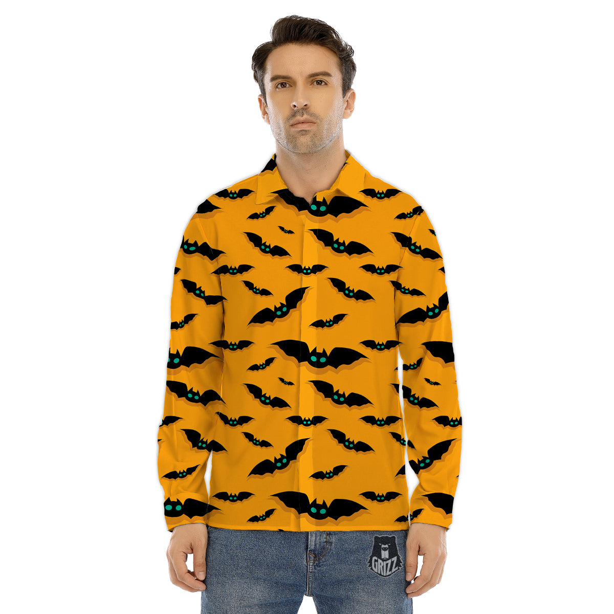 Vampire Bat Halloween Print Pattern Men's Dress Shirts-grizzshop