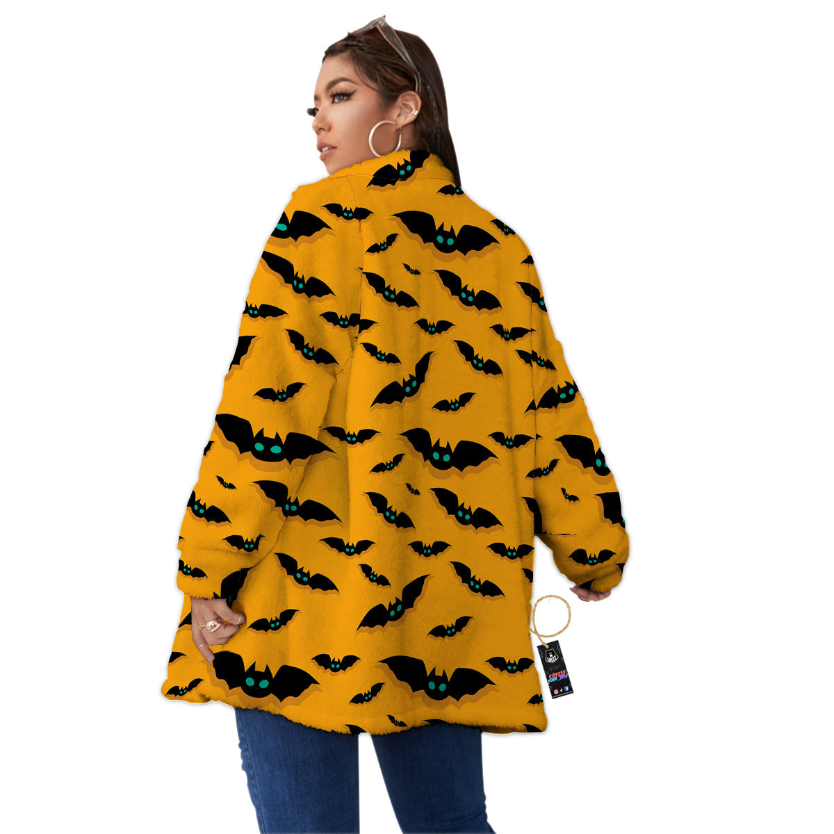 Vampire Bat Halloween Print Pattern Women's Sherpa Jacket-grizzshop