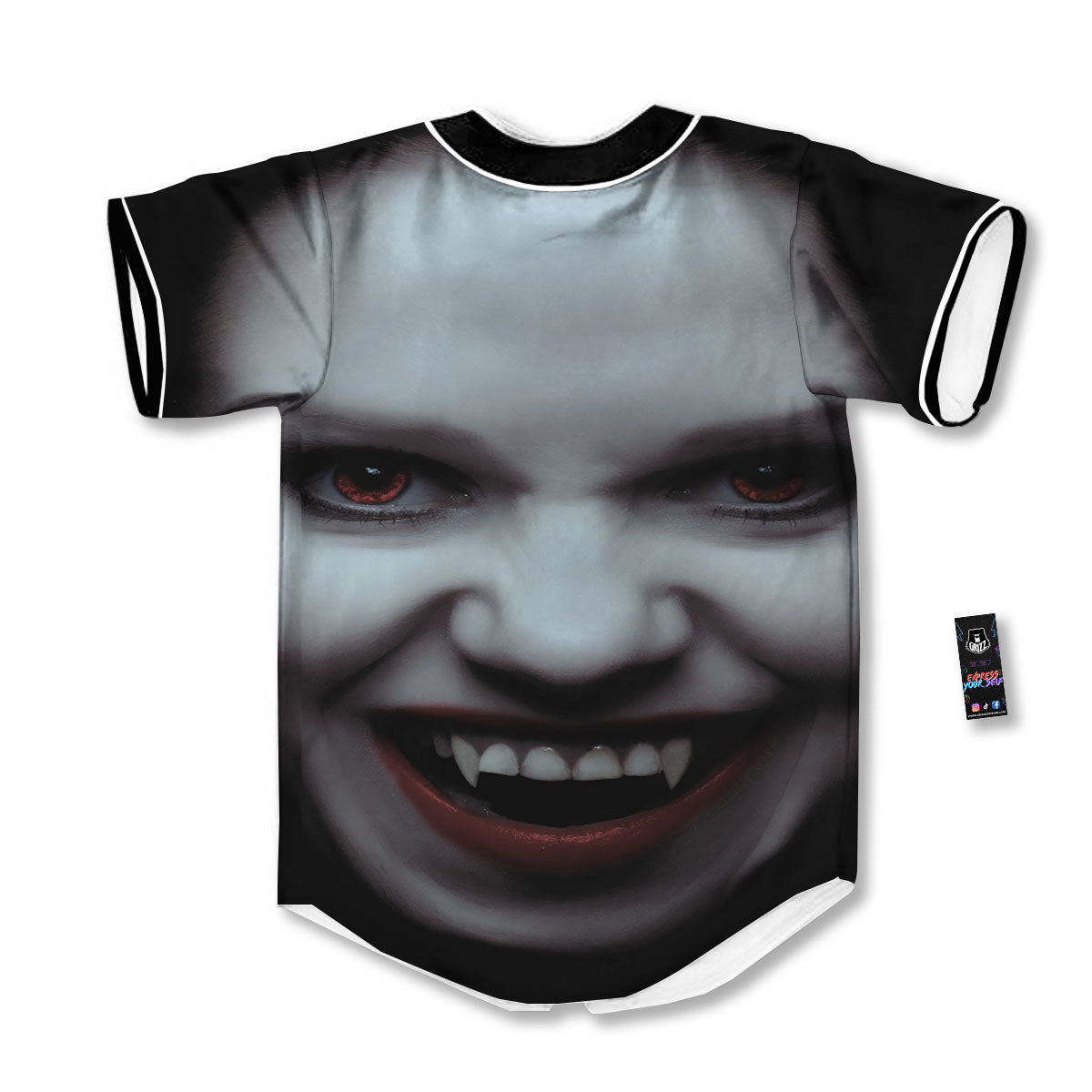 Vampire Girl Halloween Print Baseball Jersey-grizzshop