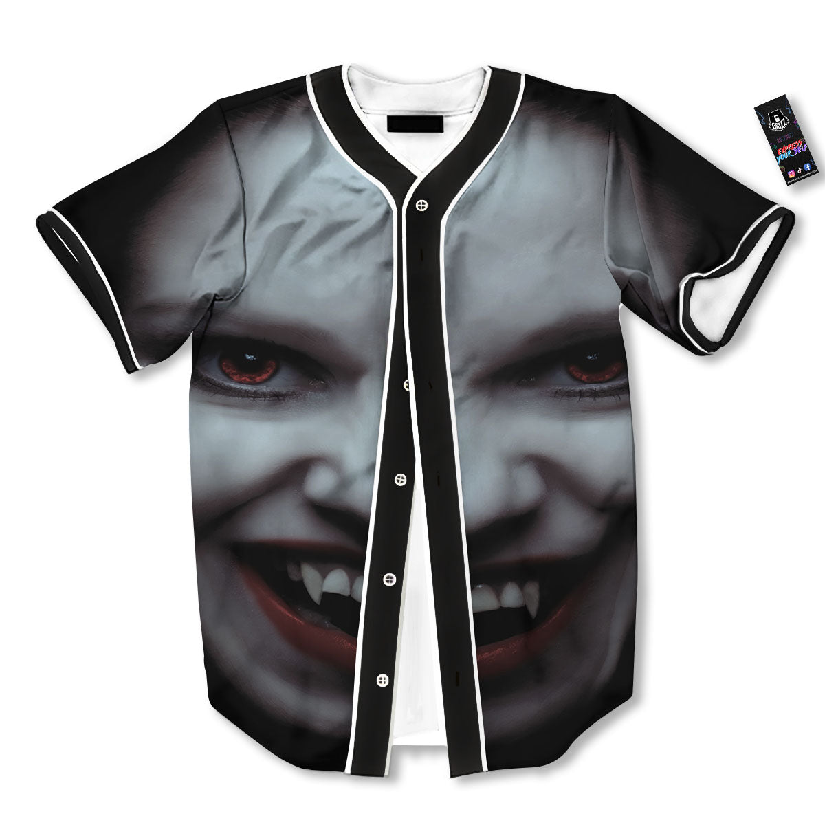 Vampire Girl Halloween Print Baseball Jersey-grizzshop