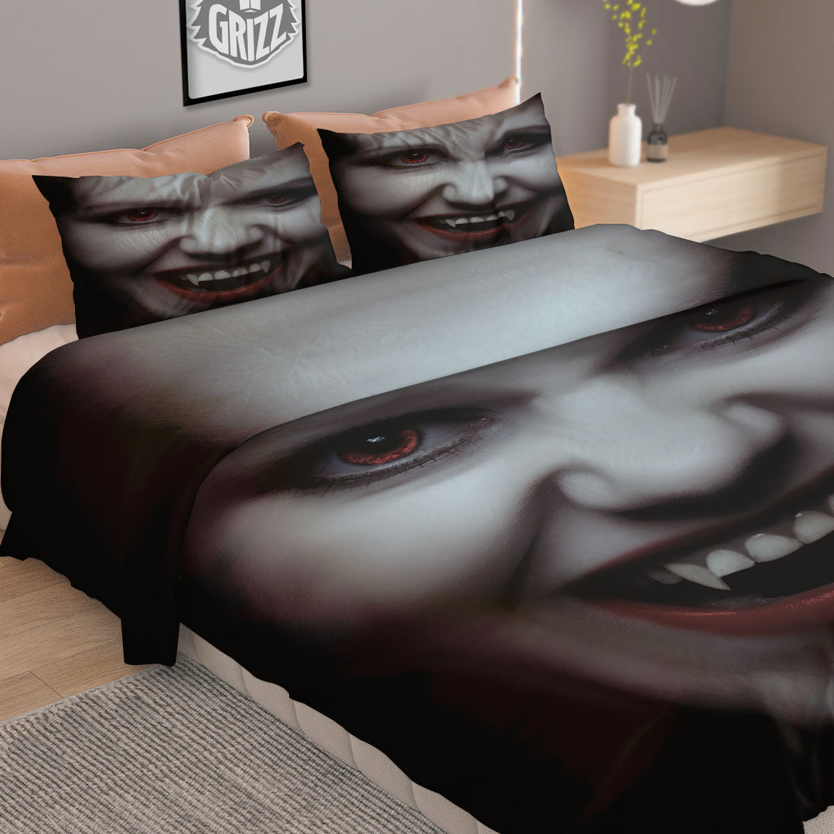 Vampire Girl Halloween Print Duvet Cover Bedding Set