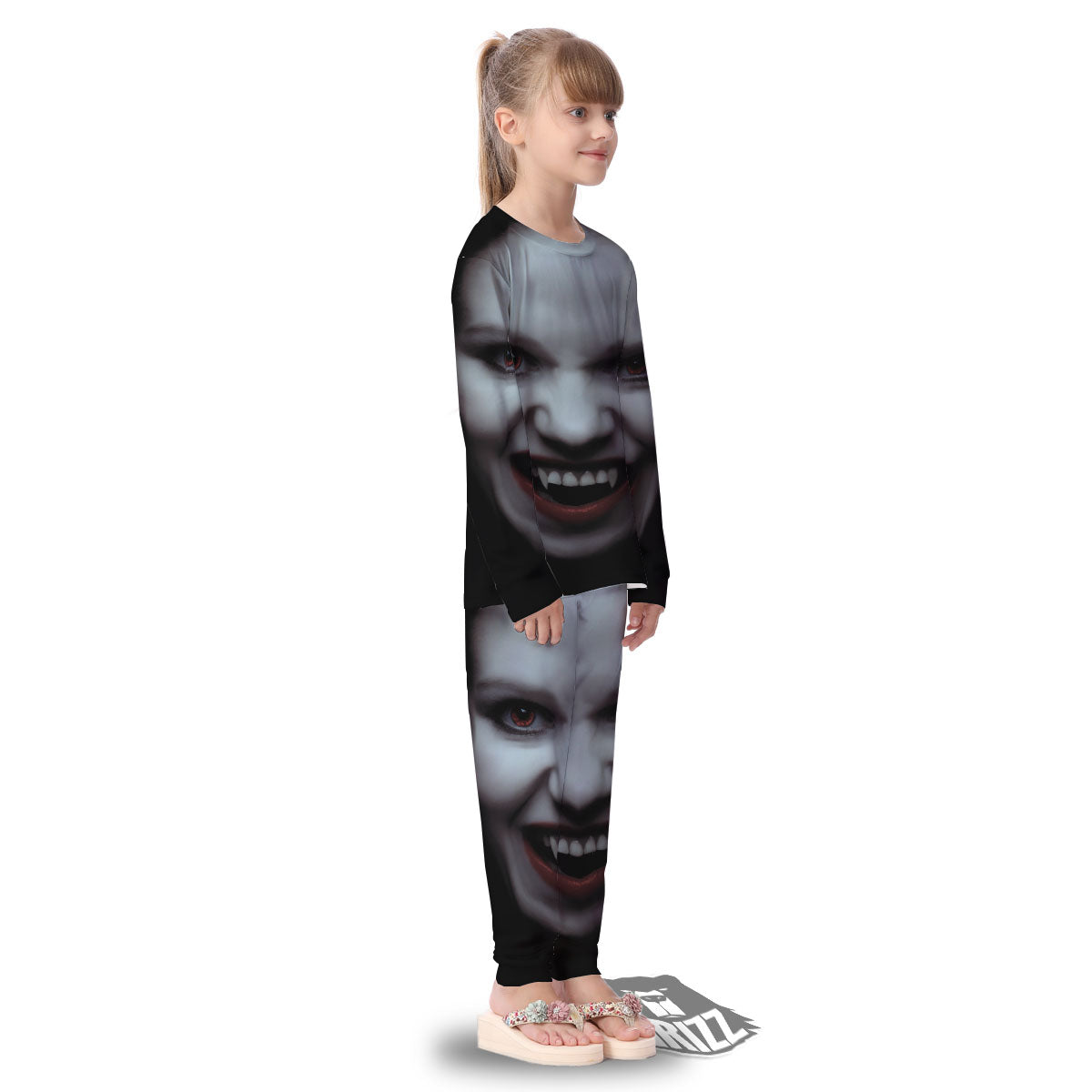 Vampire Girl Halloween Print Kid's Pajamas-grizzshop