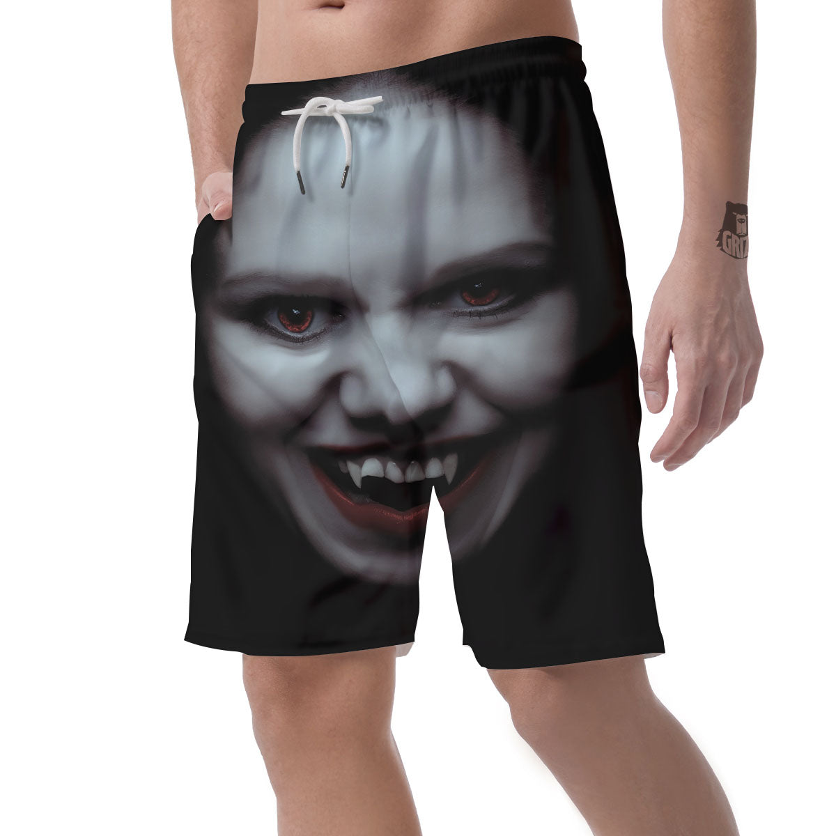 Vampire Girl Halloween Print Men's Shorts-grizzshop