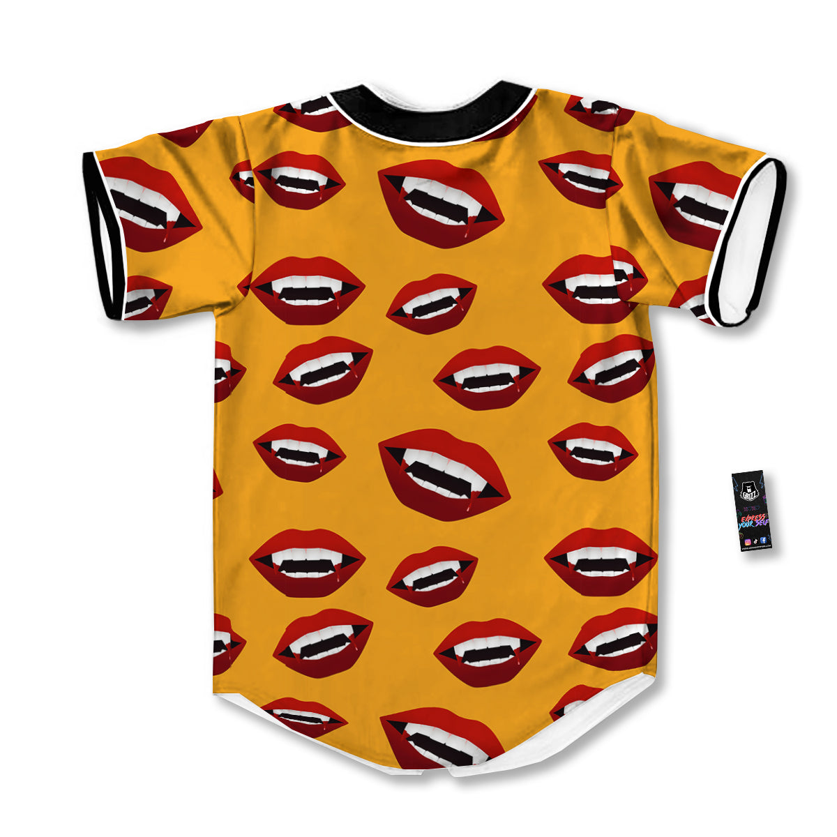 Vampire Lips Halloween Print Pattern Baseball Jersey-grizzshop