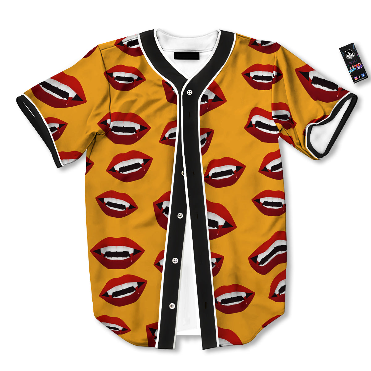 Vampire Lips Halloween Print Pattern Baseball Jersey-grizzshop