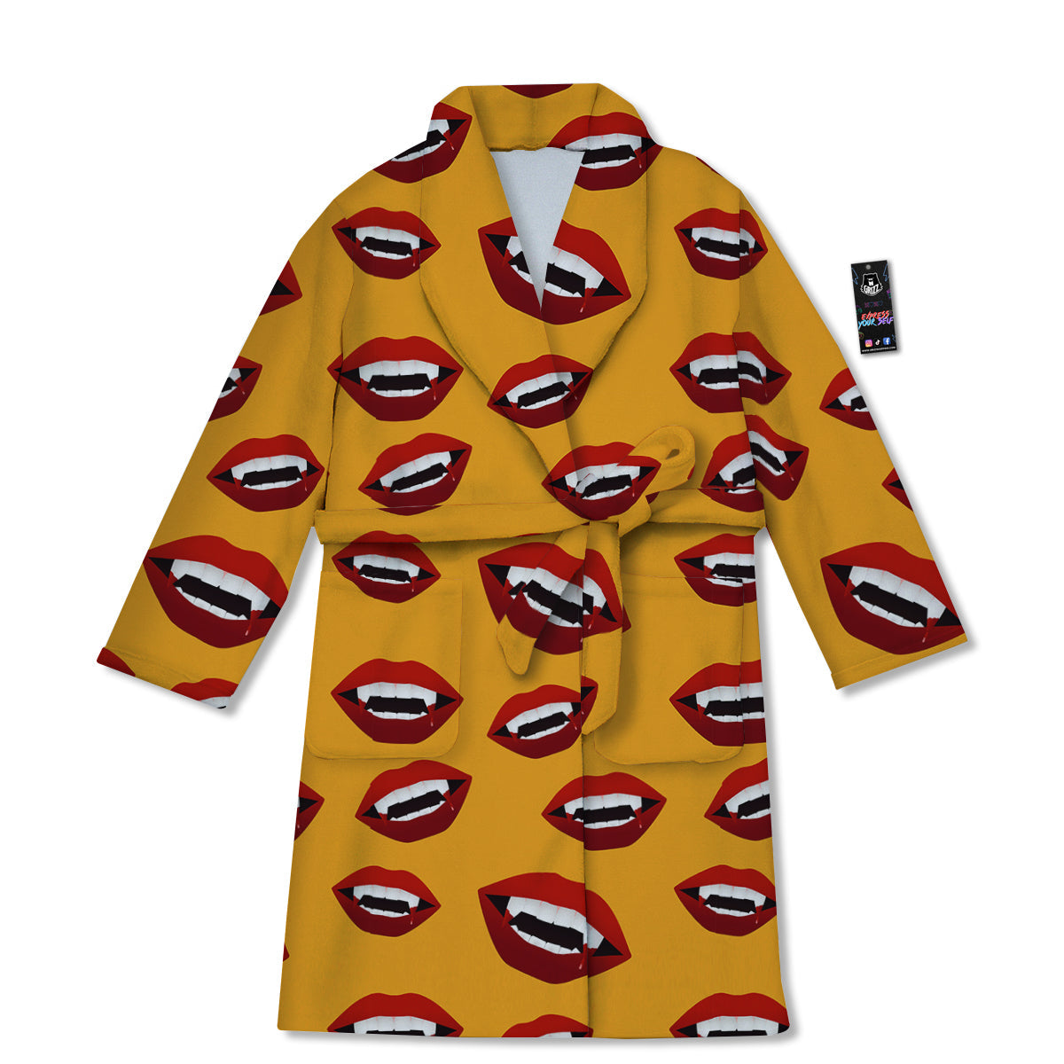 Vampire Lips Halloween Print Pattern Bathrobe-grizzshop
