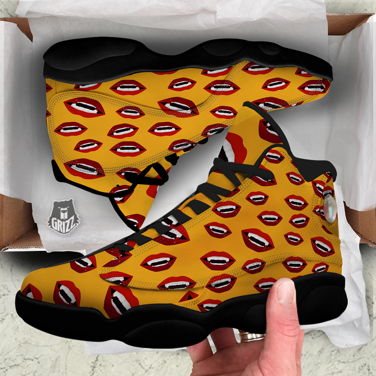 Vampire Lips Halloween Print Pattern Black Basketball Shoes-grizzshop
